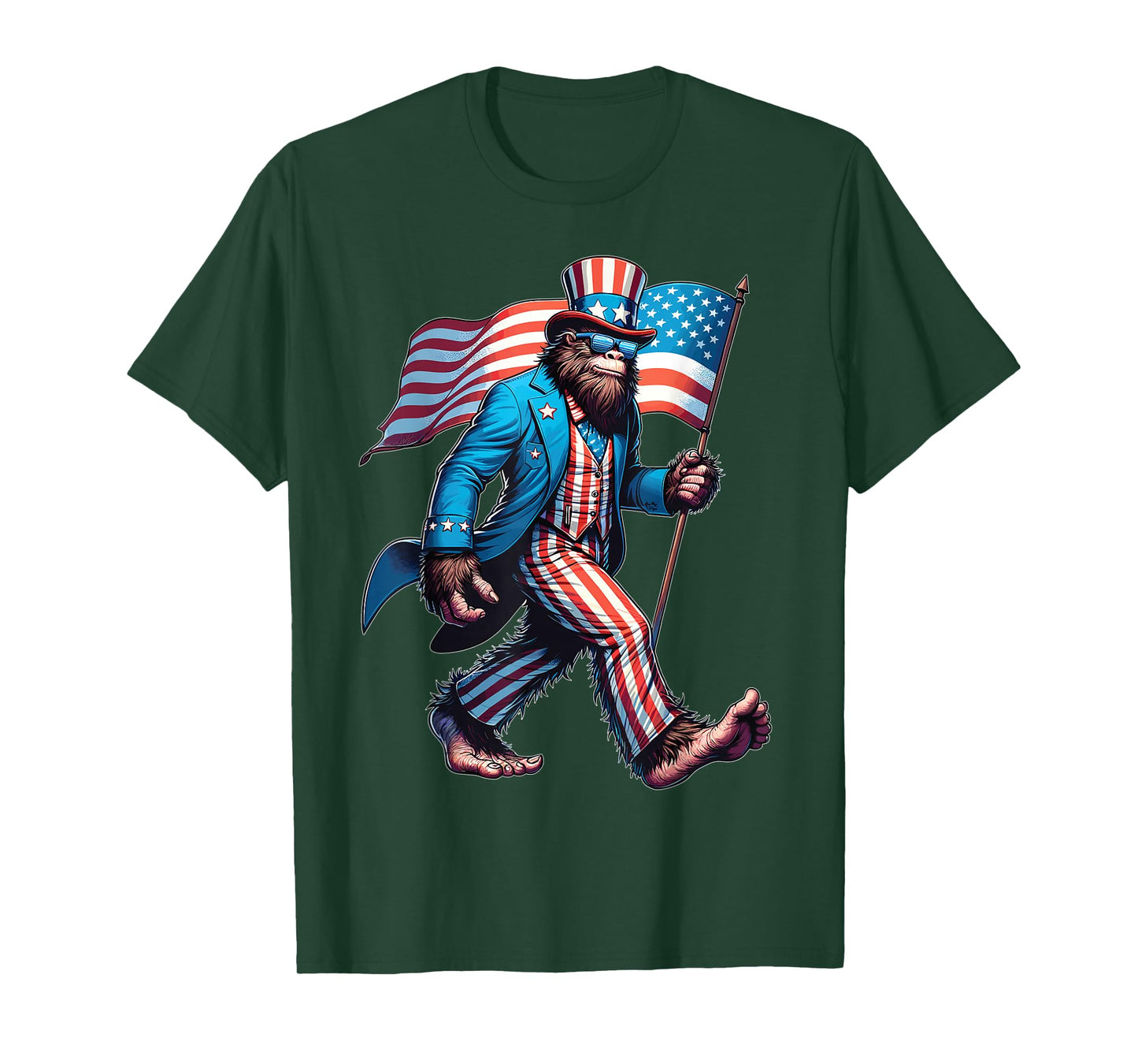 4th Of July Bigfoot Sasquatch Patriotic American Flag T-Shirt