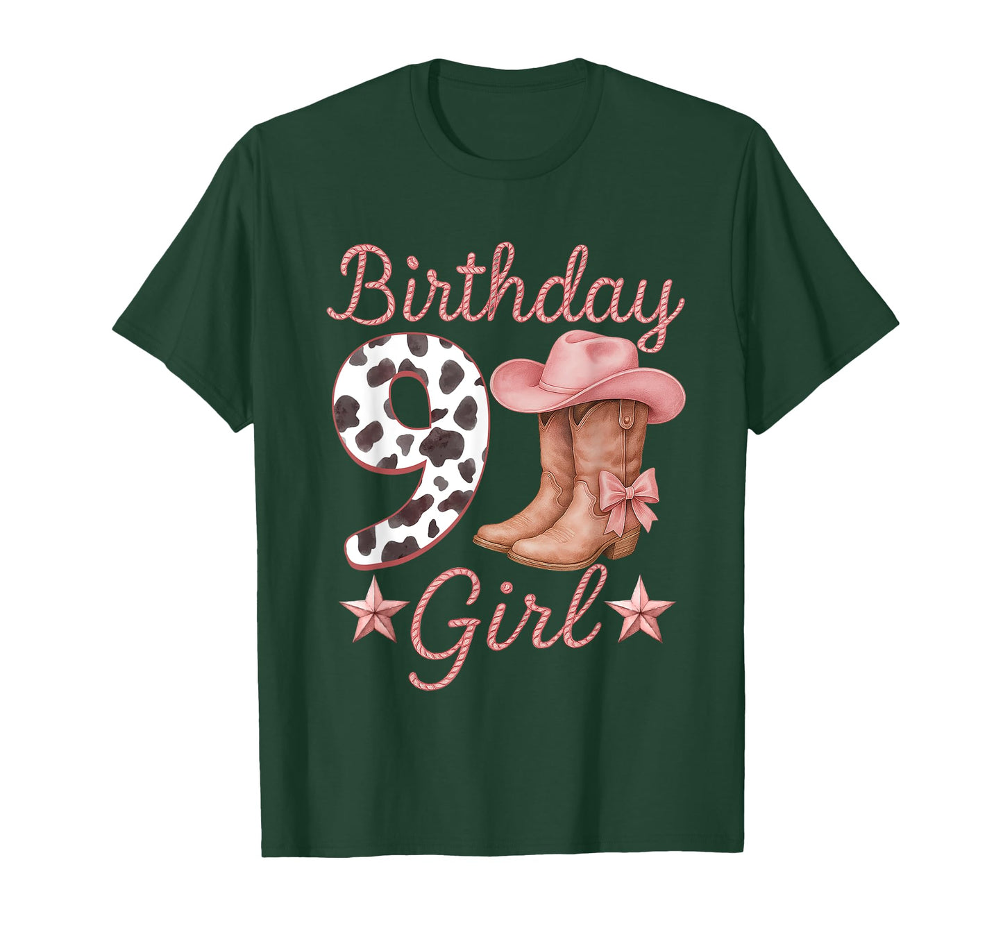 9th Birthday Girl Cowgirl Boots Hat Western Rodeo Outfit T-Shirt