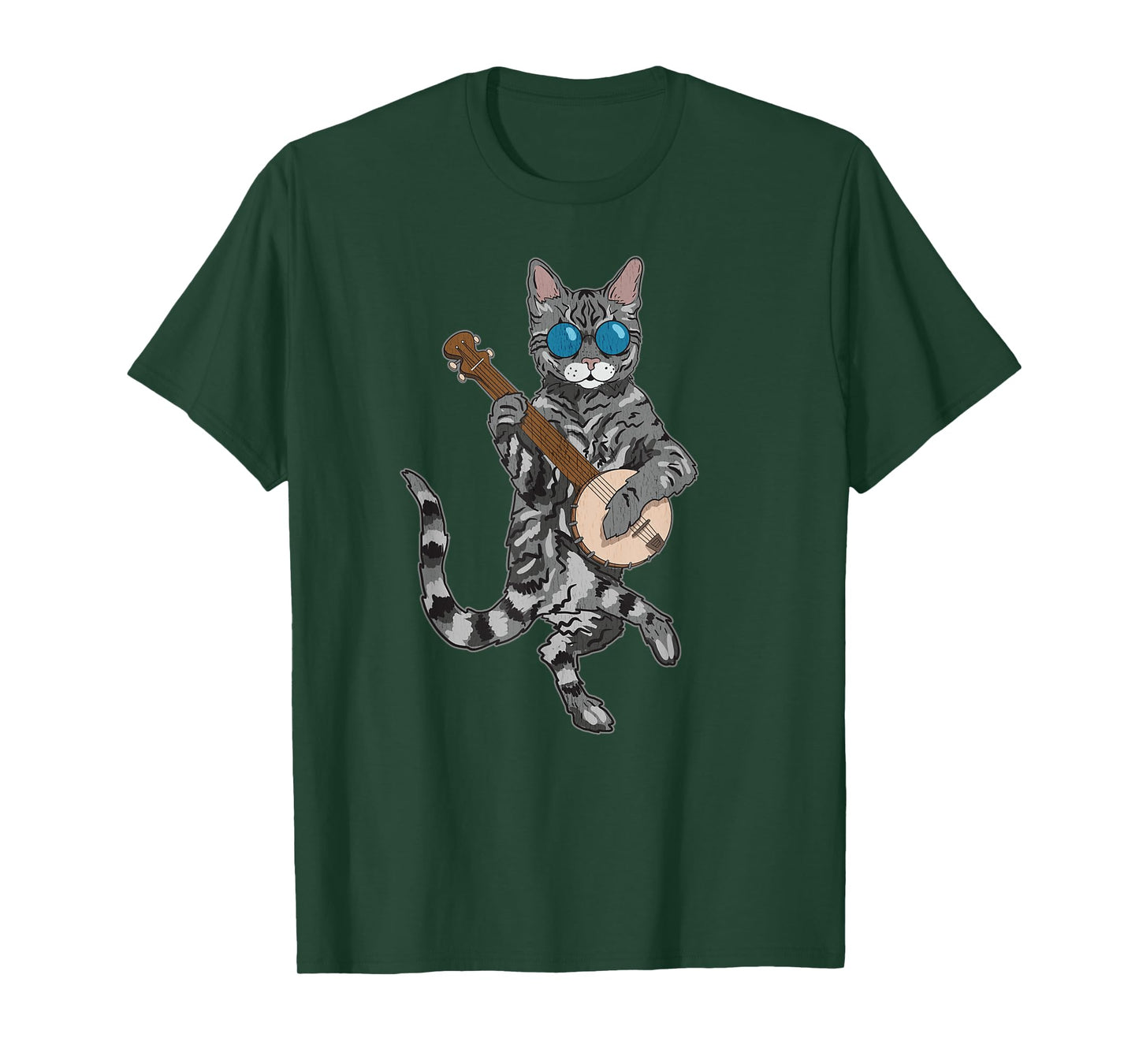 Banjo Cat Funny Retro Style Bluegrass & Tabby Feline Lover T-Shirt