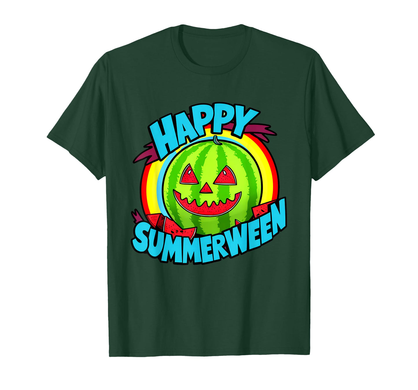 Happy Summerween Summer Watermelon Jack-o-lantern Halloween Men Women T-Shirt