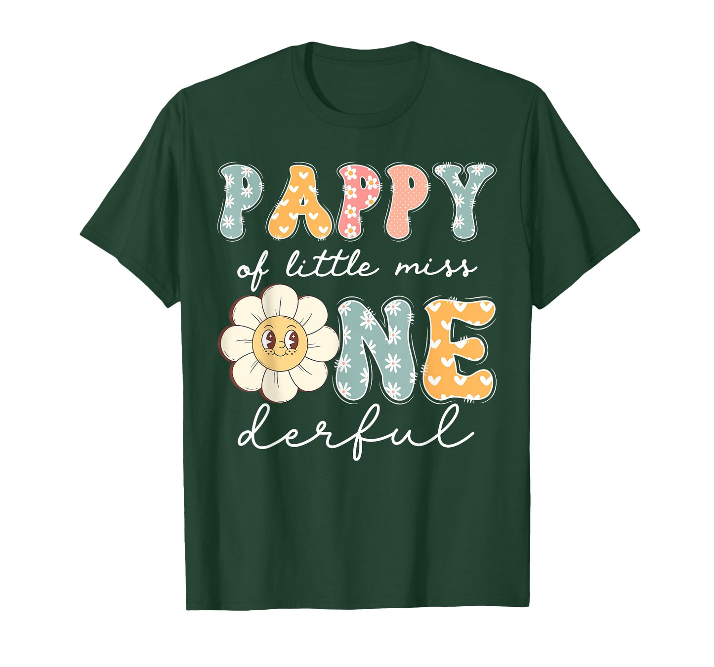 Pappy Of Little Miss Onederful 1St Birthday Girl Daisy T-Shirt