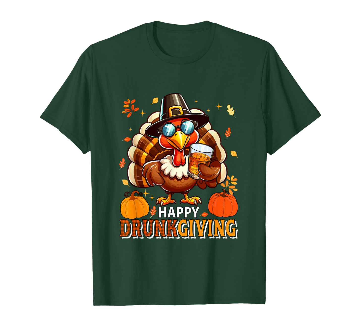 Thanksgiving Drunker Turkey Sunglasses Drinking Bourbon T-Shirt