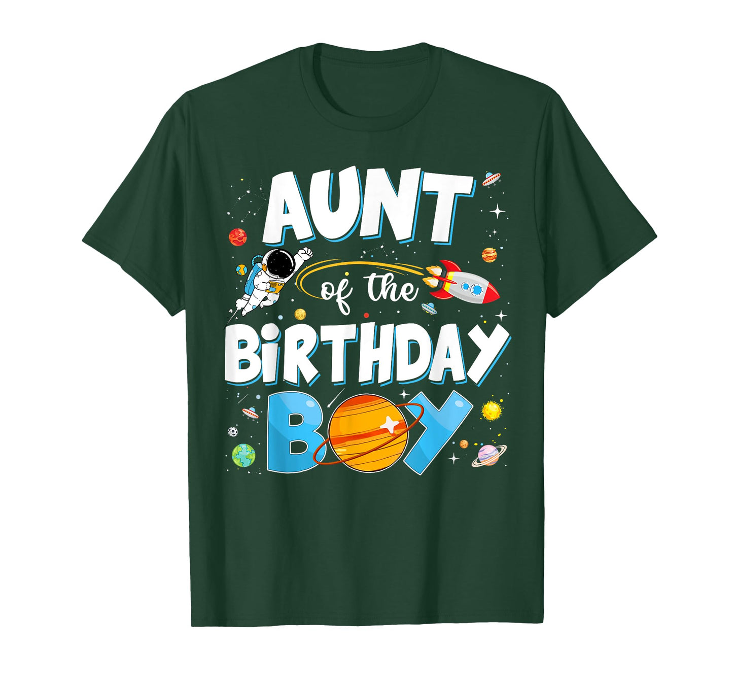 Funny Aunt Of The Birthday Boy Astronaut Family Space Planet T-Shirt
