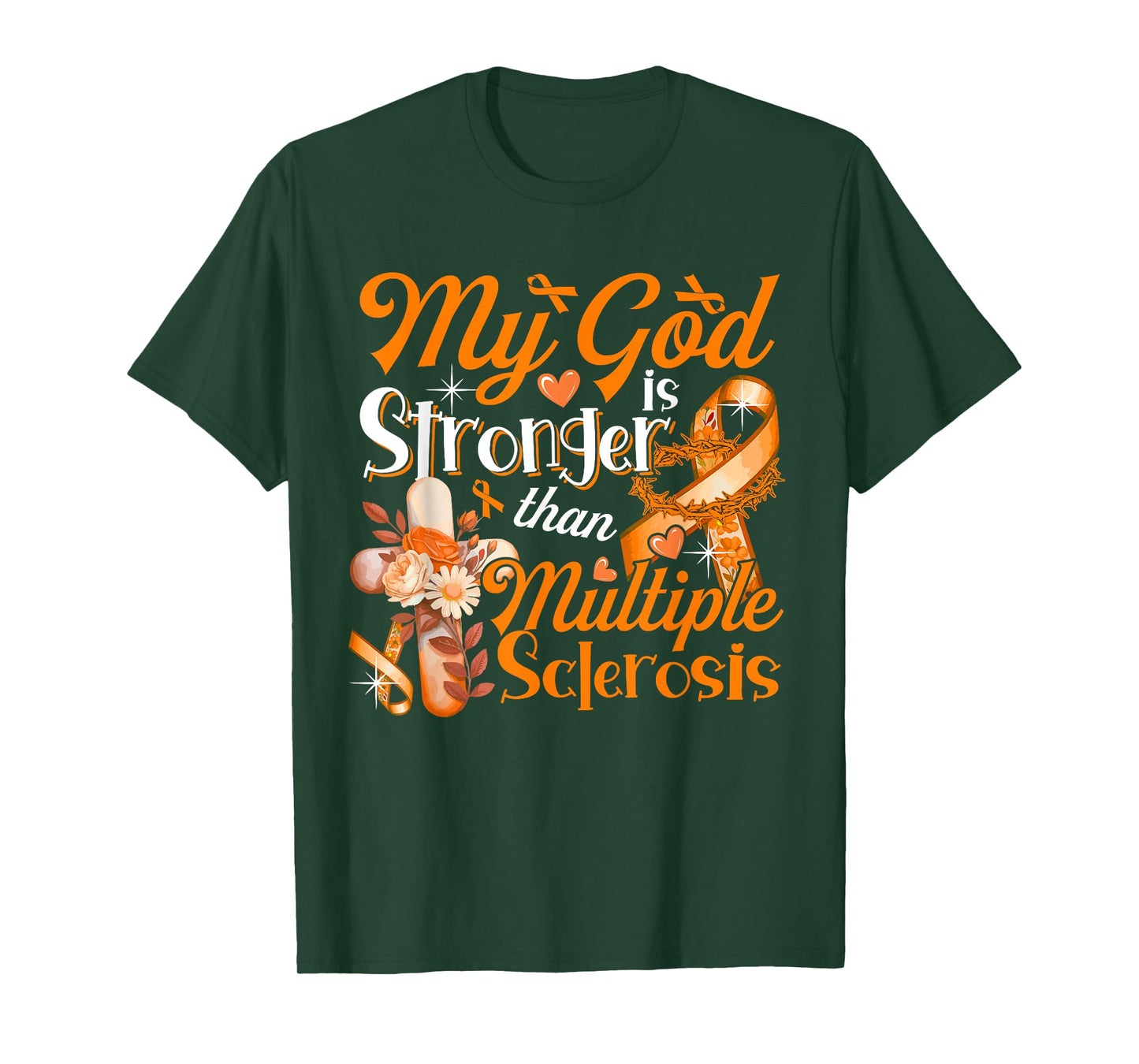 God Proud Stronger Than Multiple Sclerosis Costume Ribbon T-Shirt