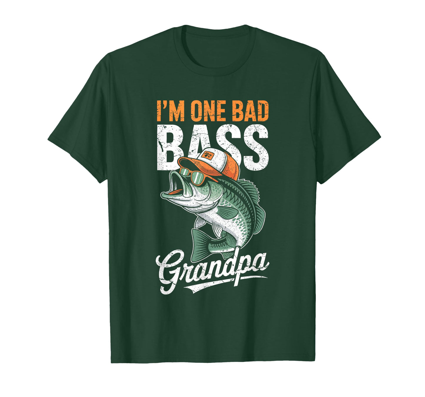 I'm One Bad Bass Grandpa Shirt Men Bass Fishing Fathers Day T-Shirt