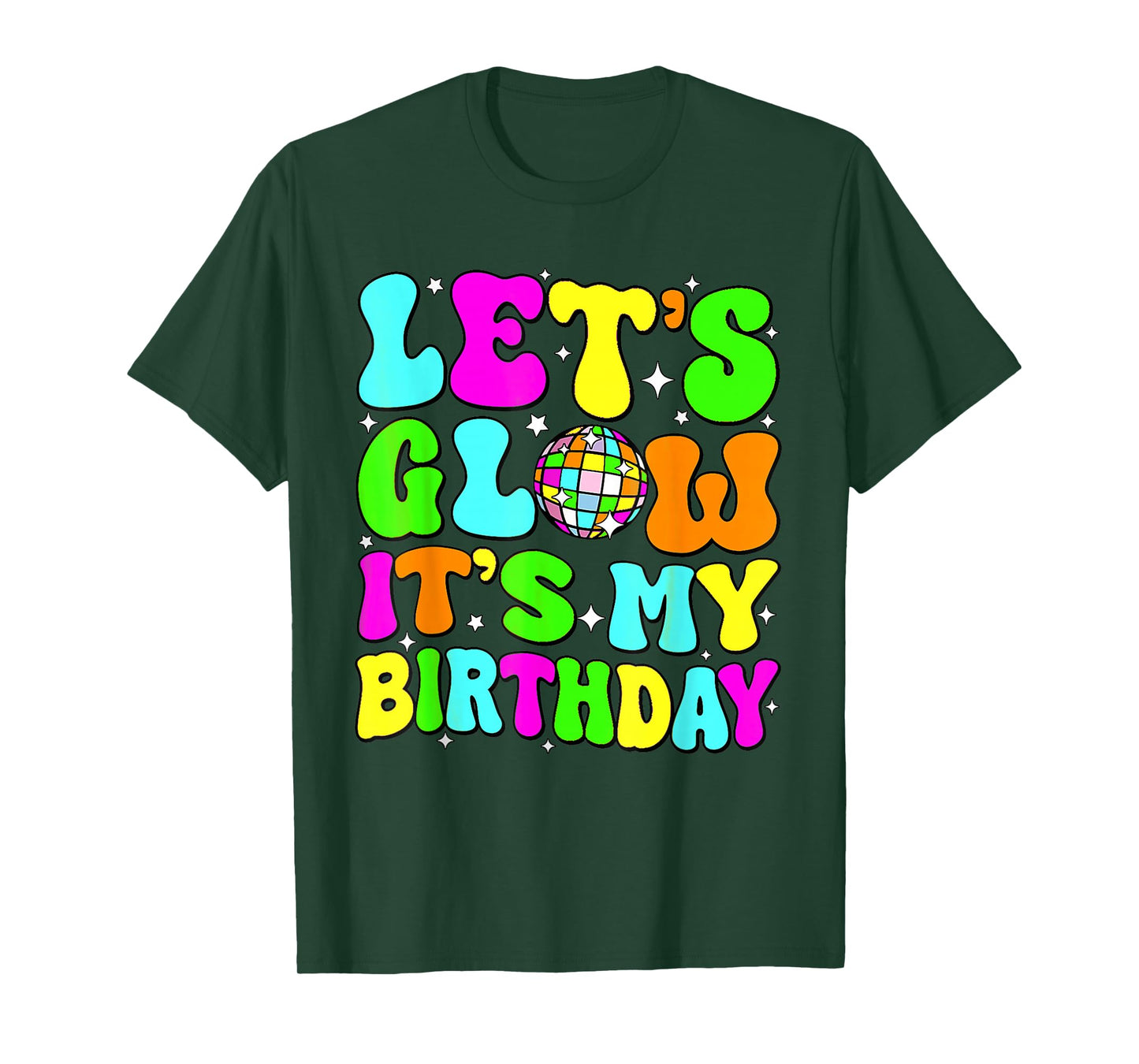 Party Glowing 80s Group Team Lets Crazy It's My Birthday T-Shirt