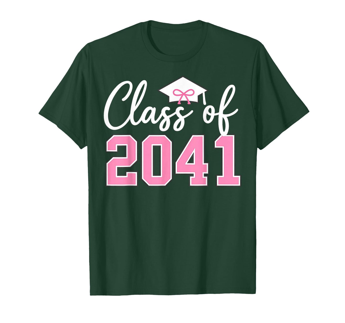 Class of 2041 Grow with Me Kindergarten Pink Coquette Bow T-Shirt