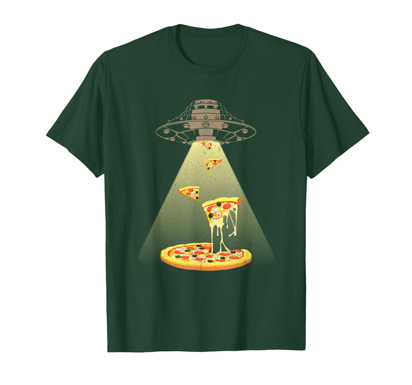 Cool Pizza For Men Women UFO Alien Eating Pizza Abduction T-Shirt