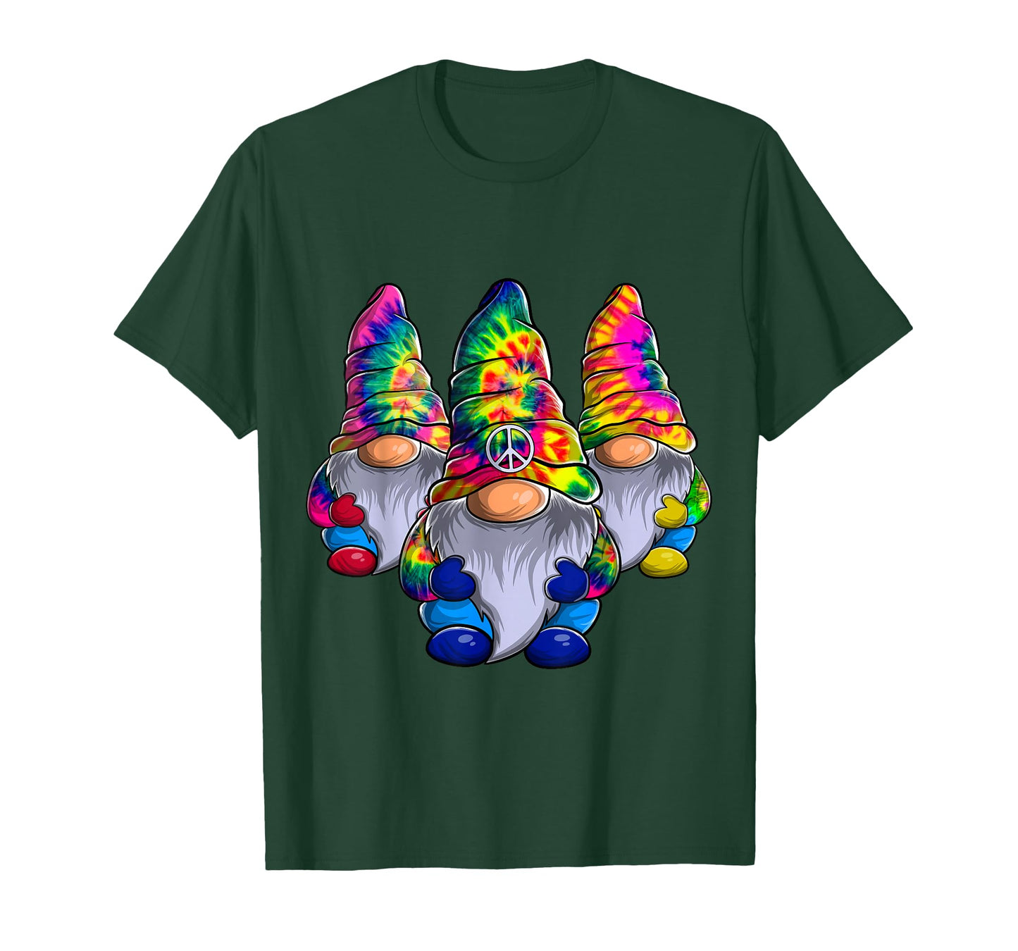 Three Hippie Gnomes Peace Gnome Funny Retro Tie Diy Design T-Shirt
