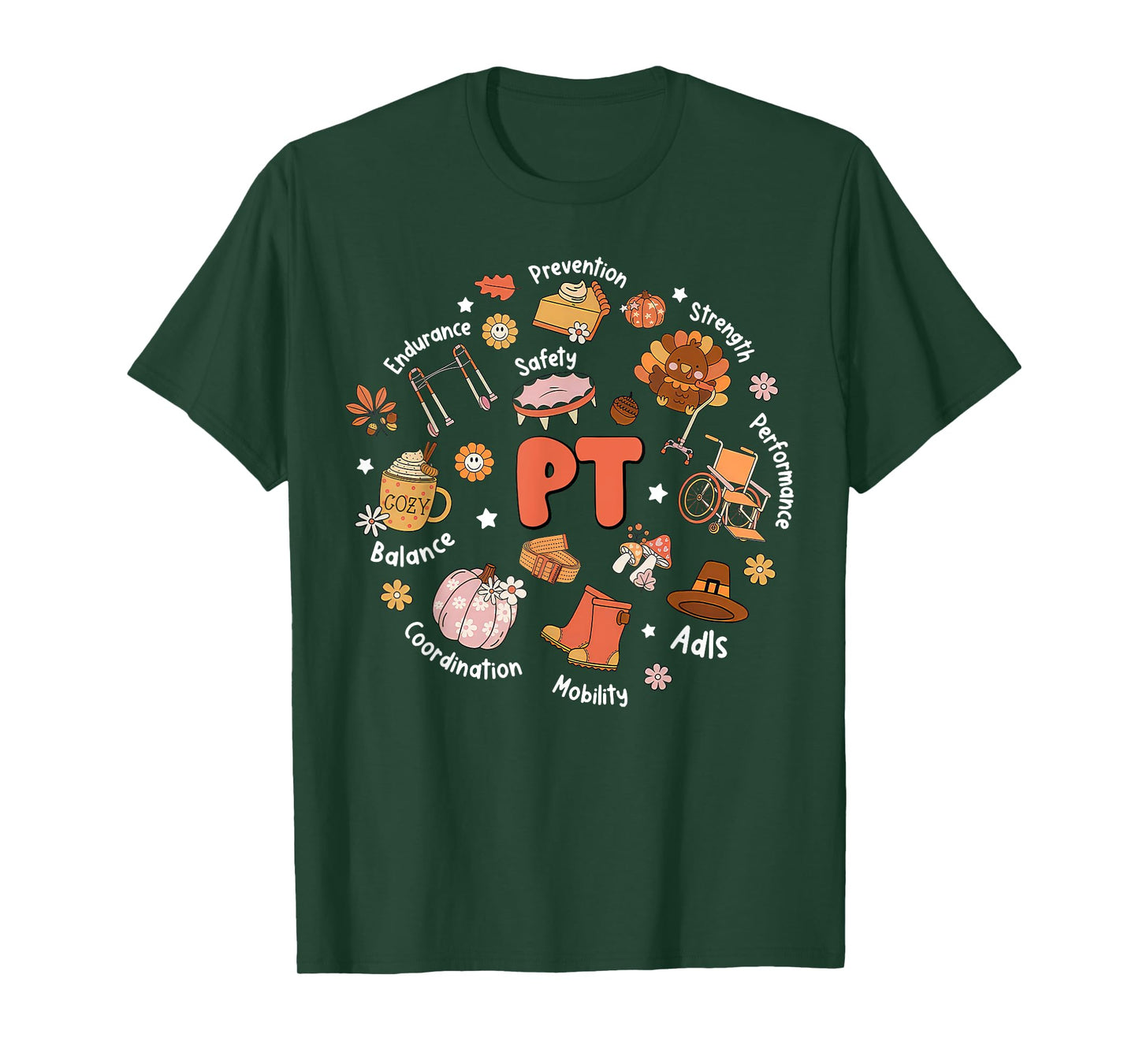 Retro Physical Therapy PT Fall Vibes Autumn Thanksgiving T-Shirt