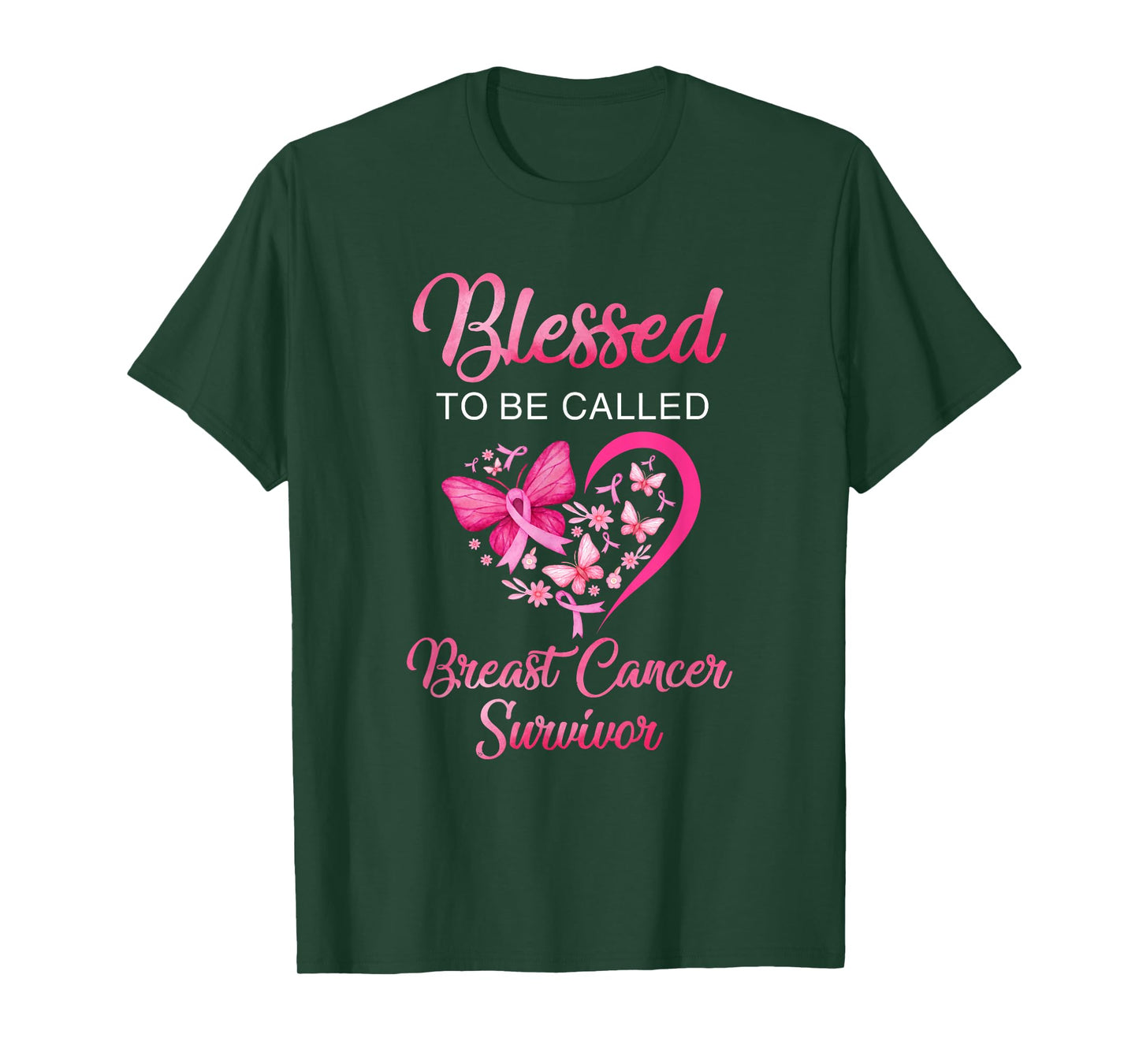 Blessed To Be Called Breast Cancer Survivor Pink Butterfly T-Shirt