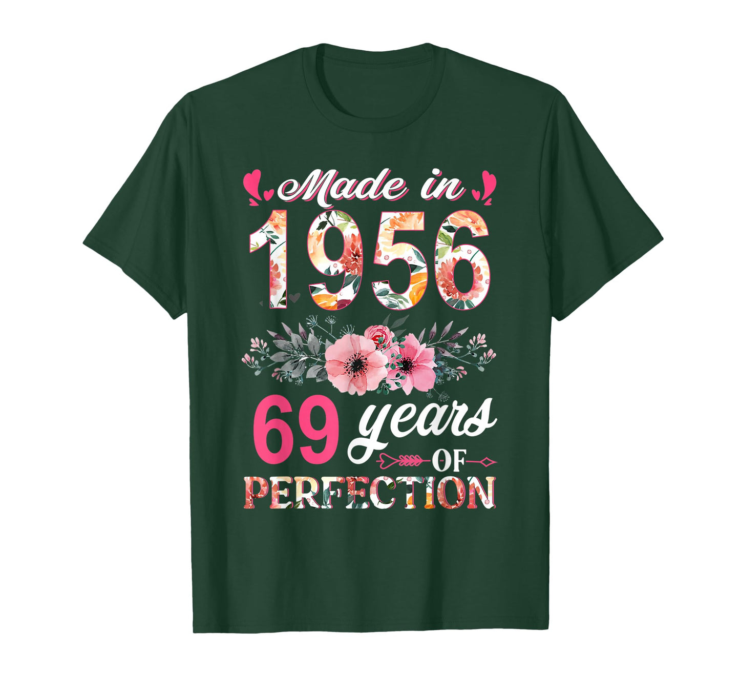 Made In 1956 Floral 69 Year Old 69th Birthday Gifts Women T-Shirt