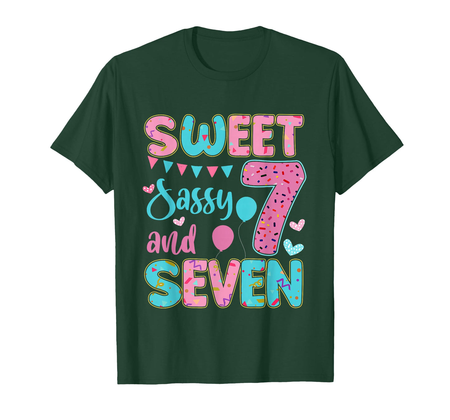 Sweet Sassy and Seven 7th Birthday Party for Girls Kids T-Shirt