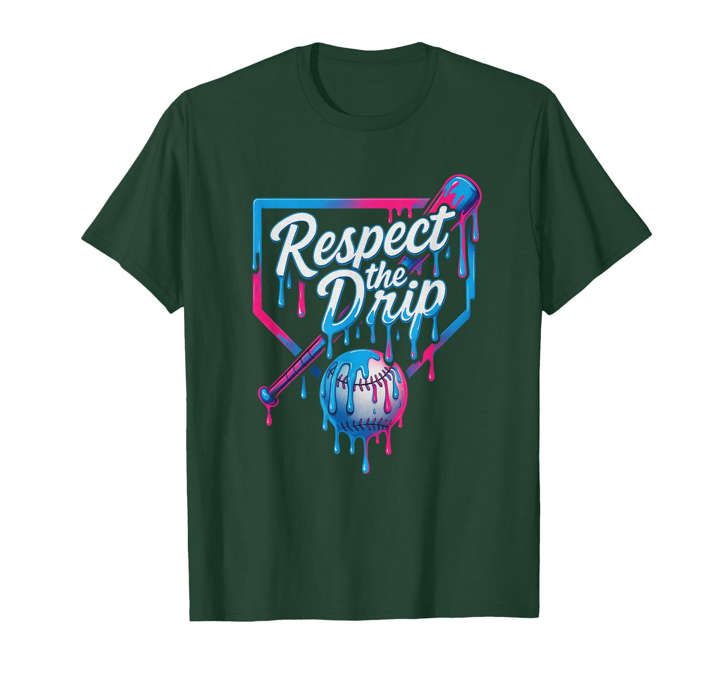 Respect The Drip Baseball Bat Ball Ice Cream Boys Kids T-Shirt