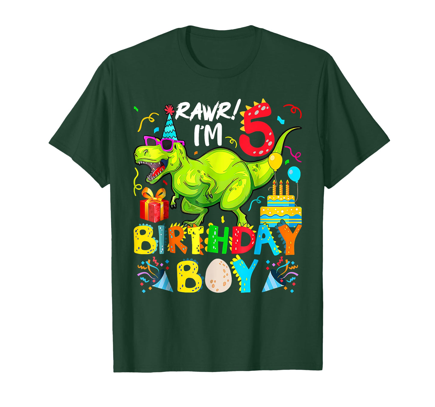 Rawr I'm 5Th Birthday Boy Dinosaur T-Rex 1 Years Old T-Shirt