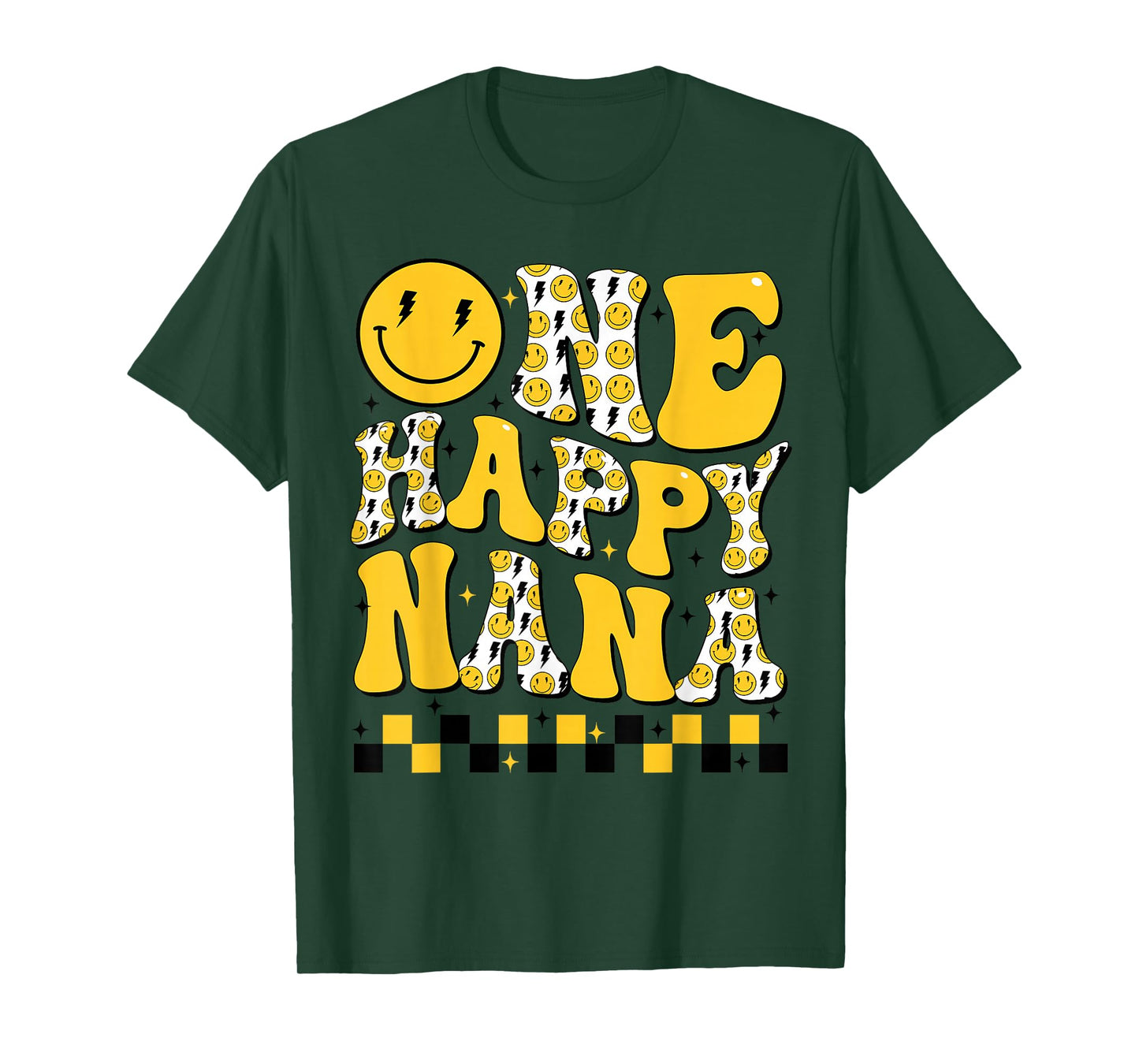 One Happy Nana 1st First Smile Face Birthday Family Matching T-Shirt