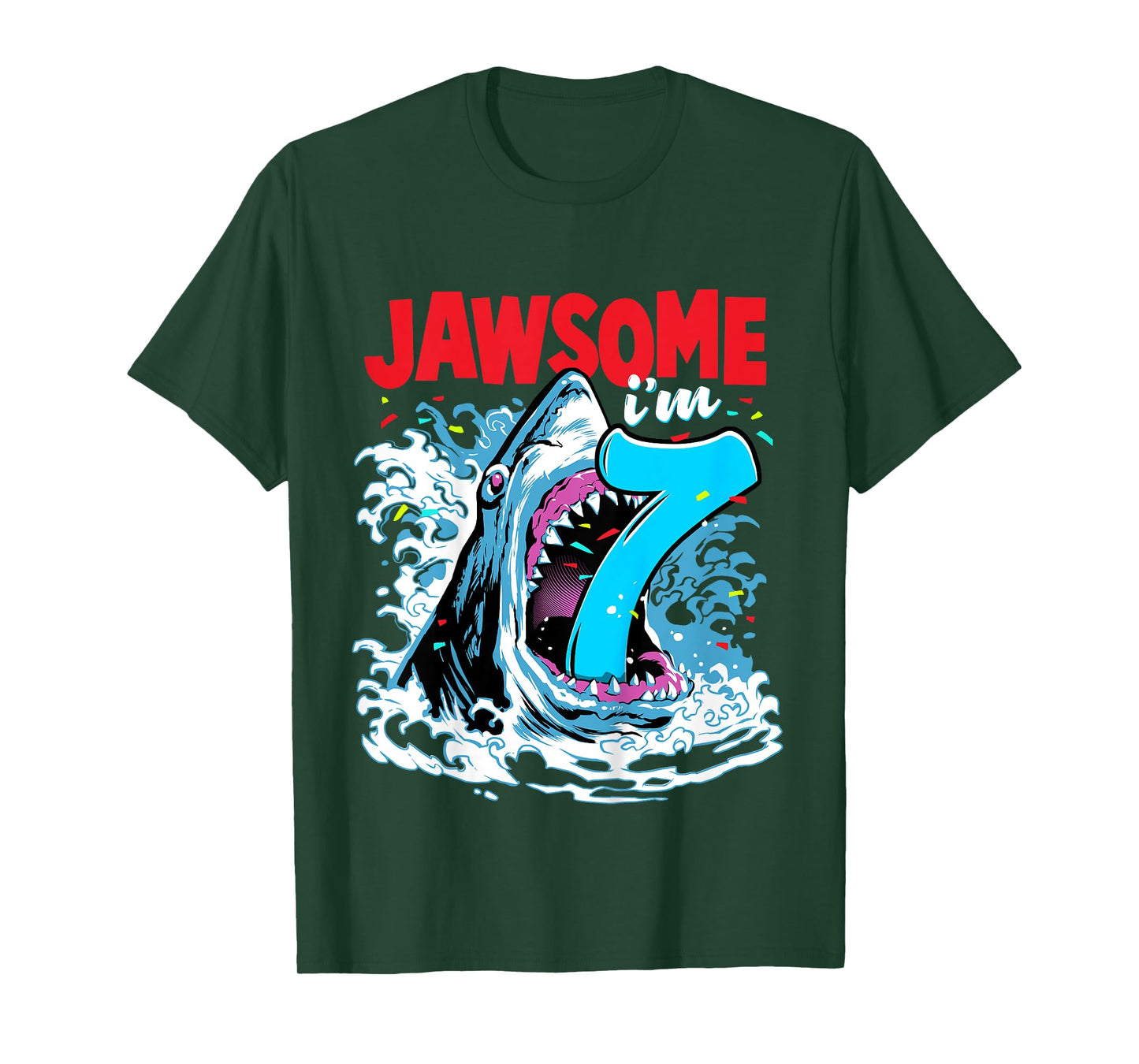 7th Birthday Shirt Shark Birthday Party Gifts for Kids 7 yr T-Shirt