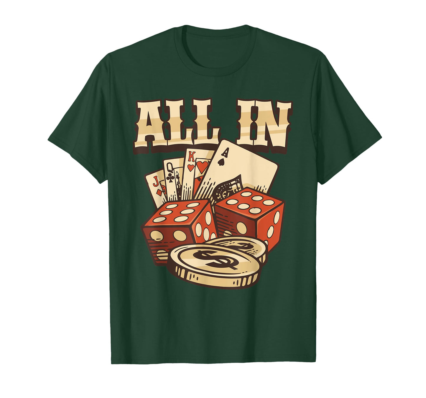 All In Card Game Playing Cards Poker Player Gambling Casino T-Shirt