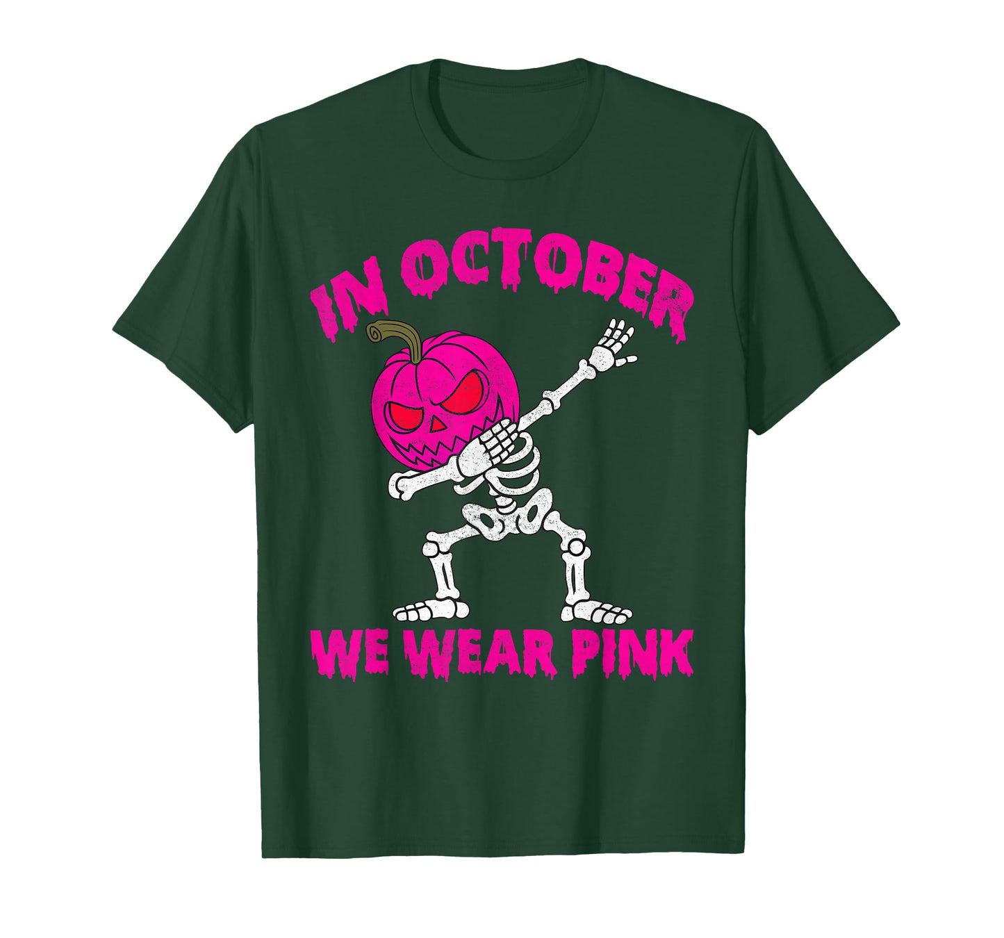 in October We Wear Pink Breast Cancer Pumpkin Halloween Boys T-Shirt