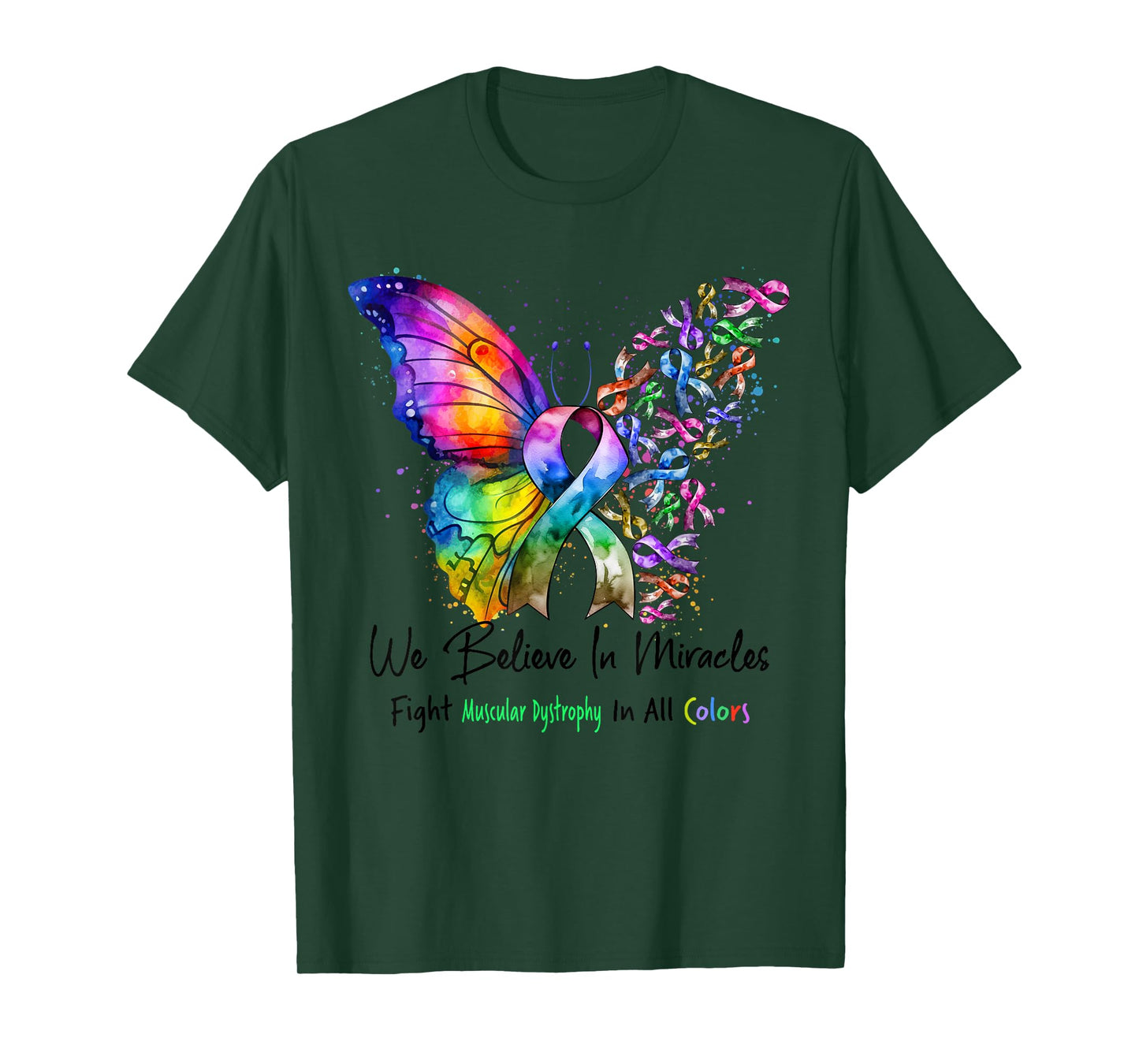 Muscular Dystrophy Awareness Butterfly Ribbon Green Color T-Shirt