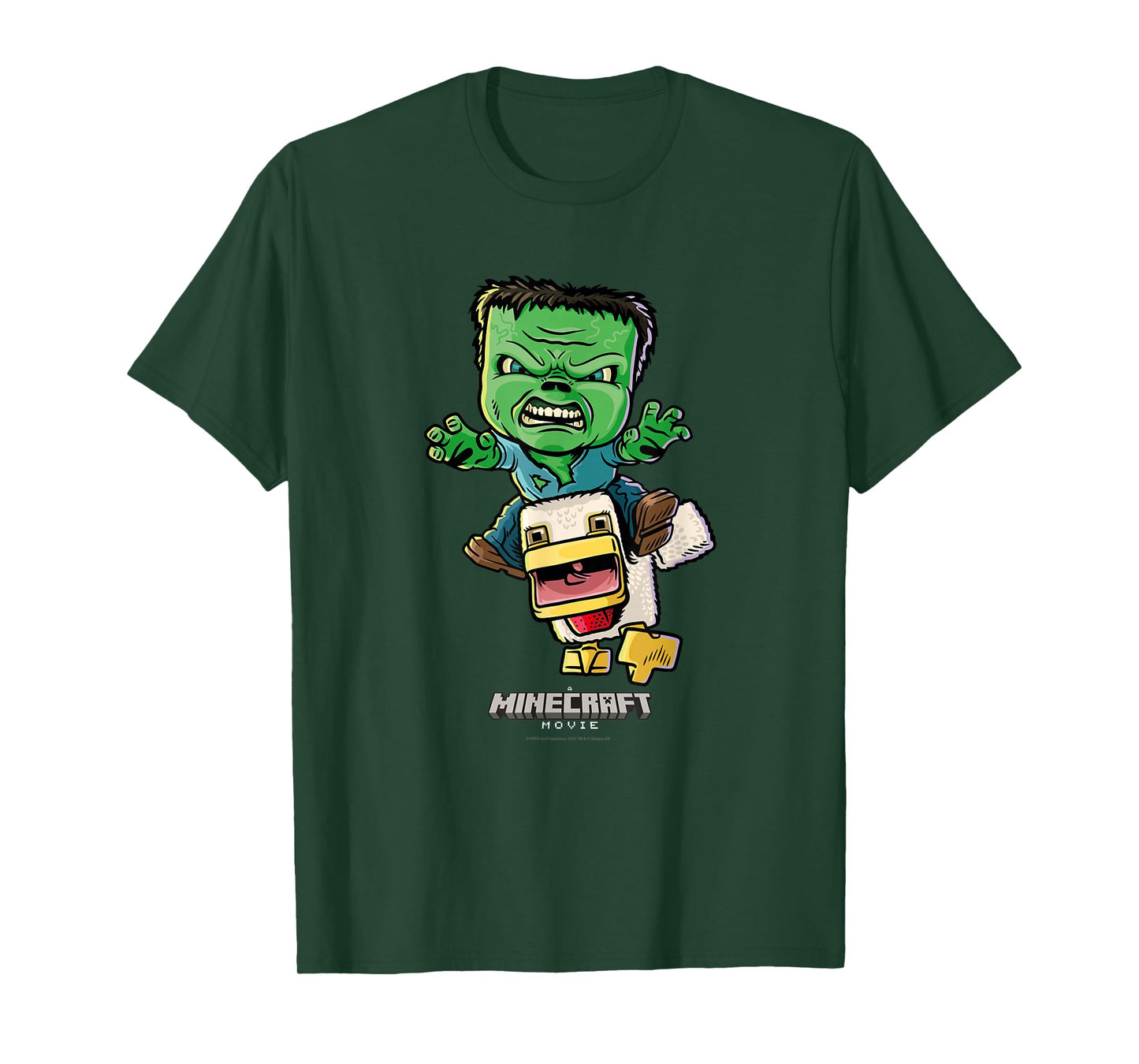 A Minecraft Movie Chicken Jockey Baby Zombie Animated T-Shirt
