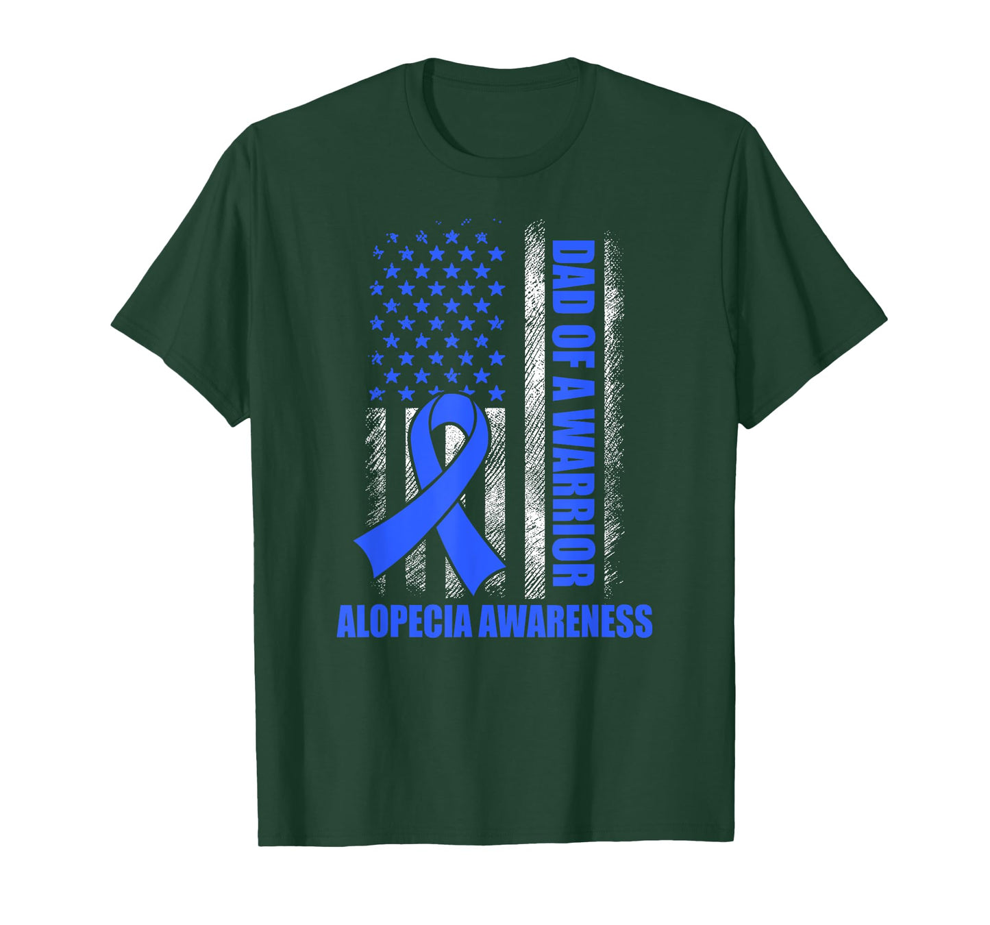 Proud Dad Of A Warrior Alopecia Awareness US Flag T-Shirt