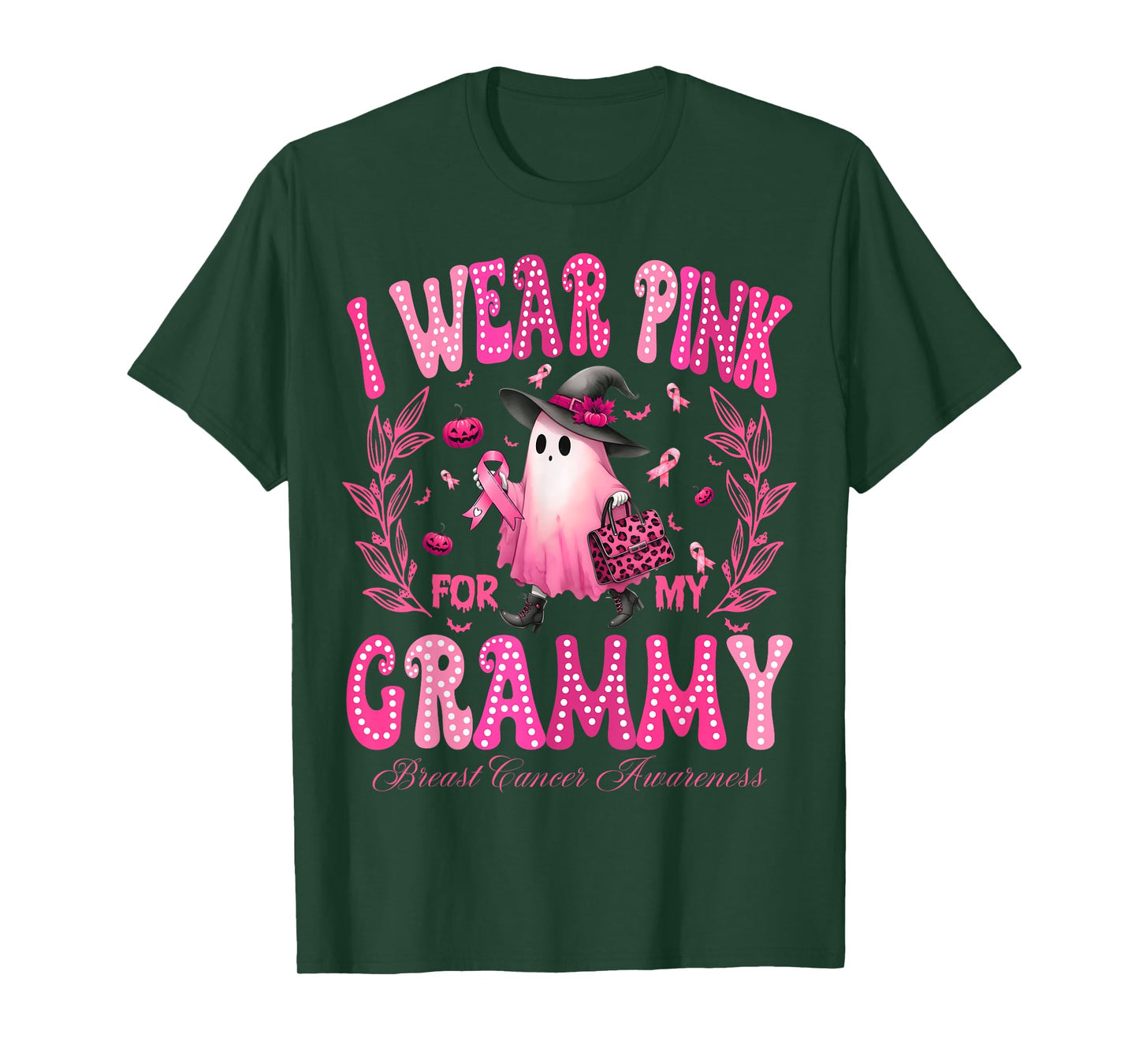 I Wear Pink For My Grammy Breast Cancer Boo Halloween T-Shirt