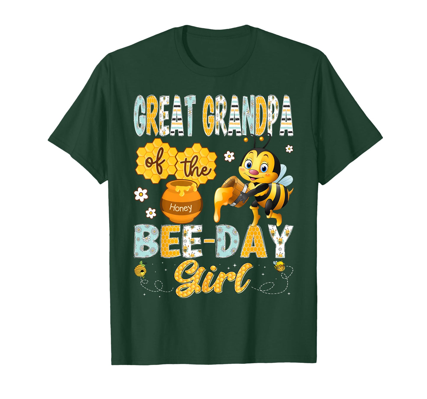 Great Grandpa Of The Bee-Day Girl Funny Bee Birthday Girl T-Shirt