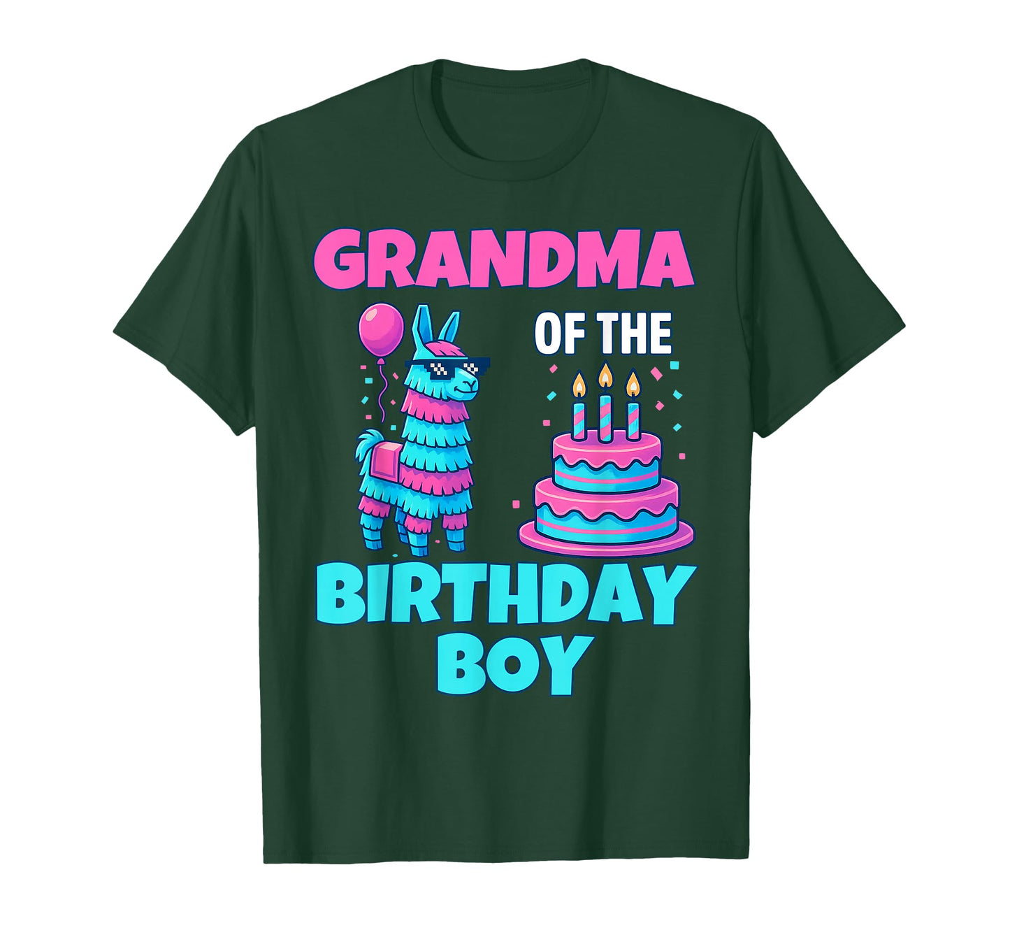 grandma Birthday Boy Llama Pinata Party family mathing women T-Shirt