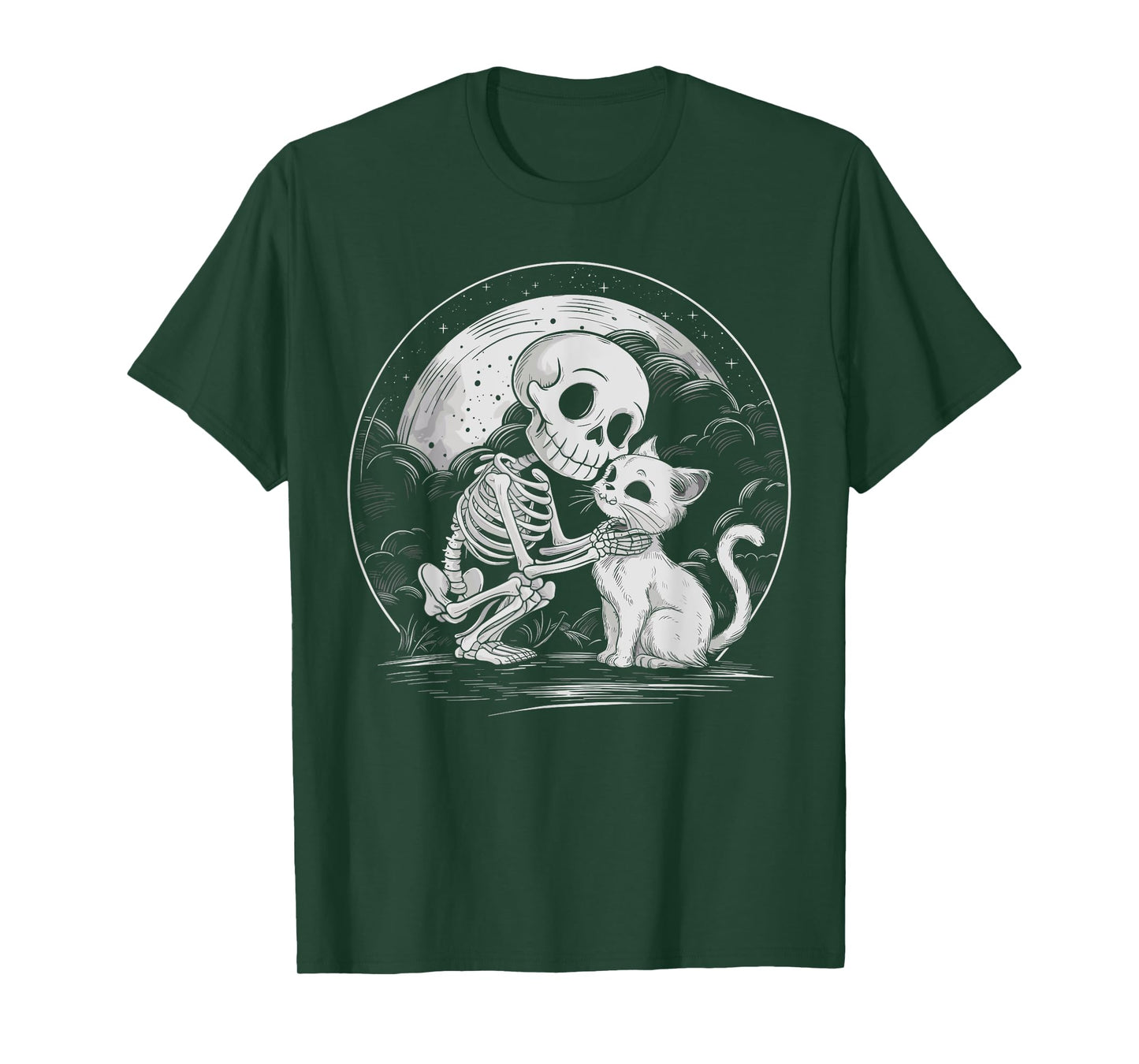 Skeleton Cat Skull Kitty Cute Goth Halloween Costume T-Shirt for Men Women Kids