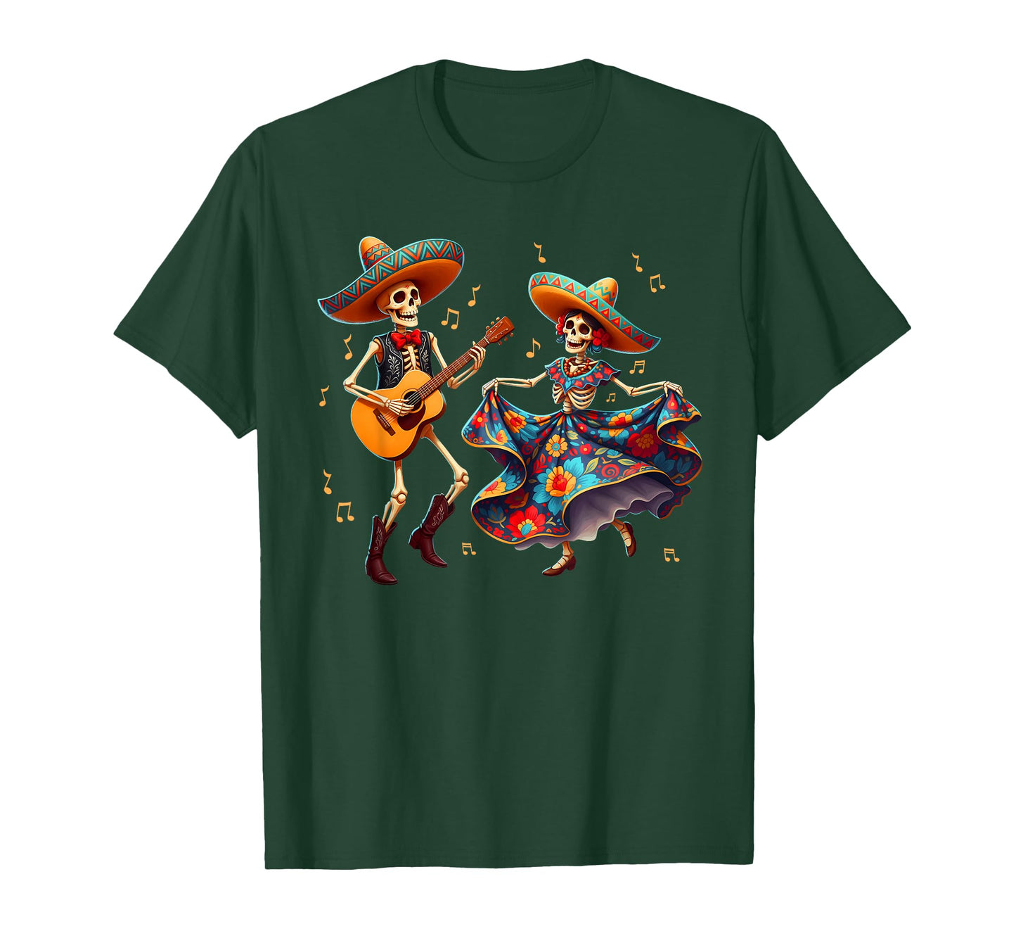 Dia De Los Muertos Dancing Skeletons Guitar Day of The Dead T-Shirt