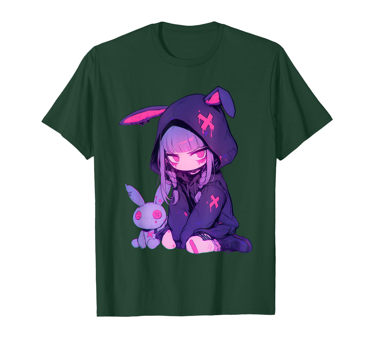 Anime Girl E-Girl Goth Bunny Cute Grunge Edgy Outfit T-Shirt