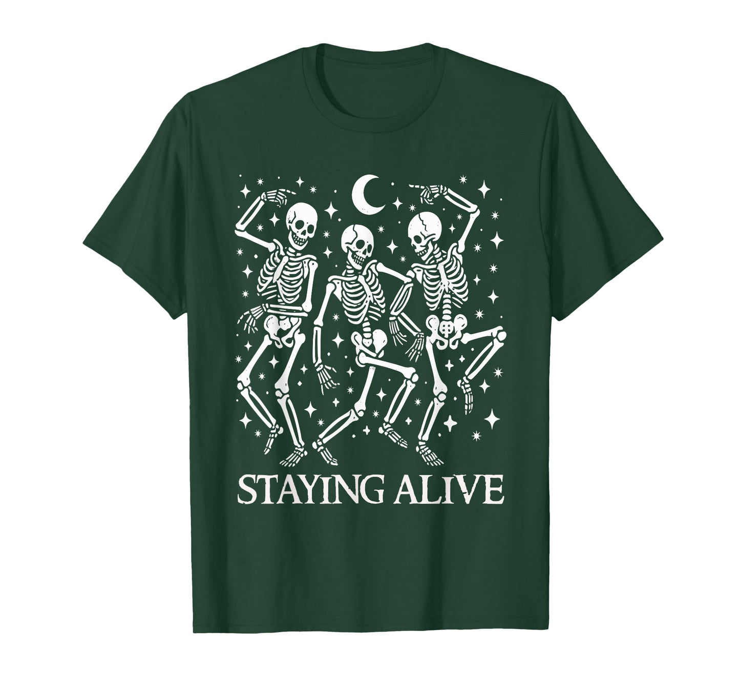 Staying Alive Funny Halloween Pun Dancing Skeletons Costume T-Shirt