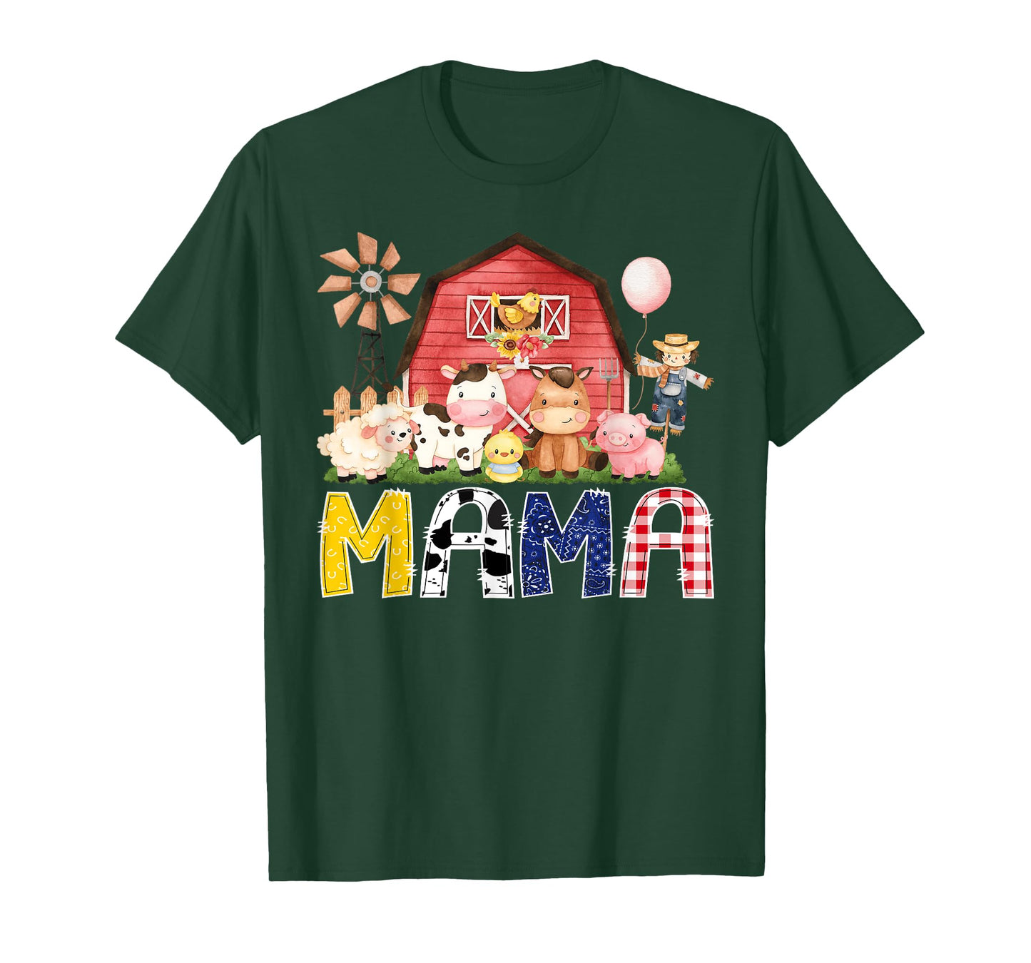Mama Of The Birthday Boy/Girl/Kids Red Farm Cow T-Shirt