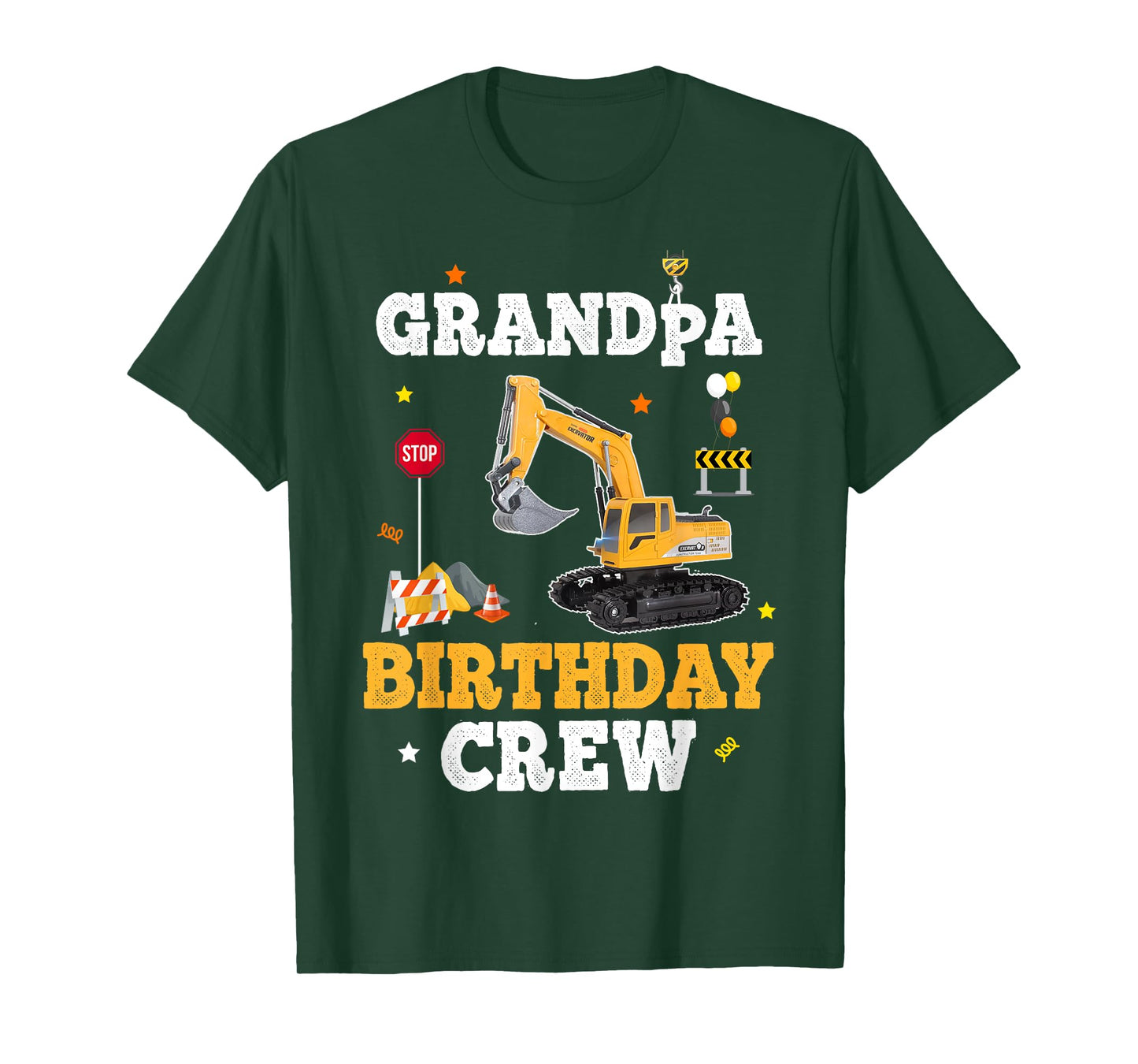 Grandpa Birthday Crew Construction Matching Family Excavator T-Shirt