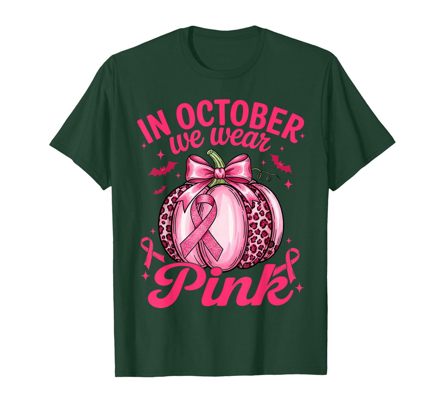 In October We Wear Pink Breast Cancer Awareness Pumpkin T-Shirt
