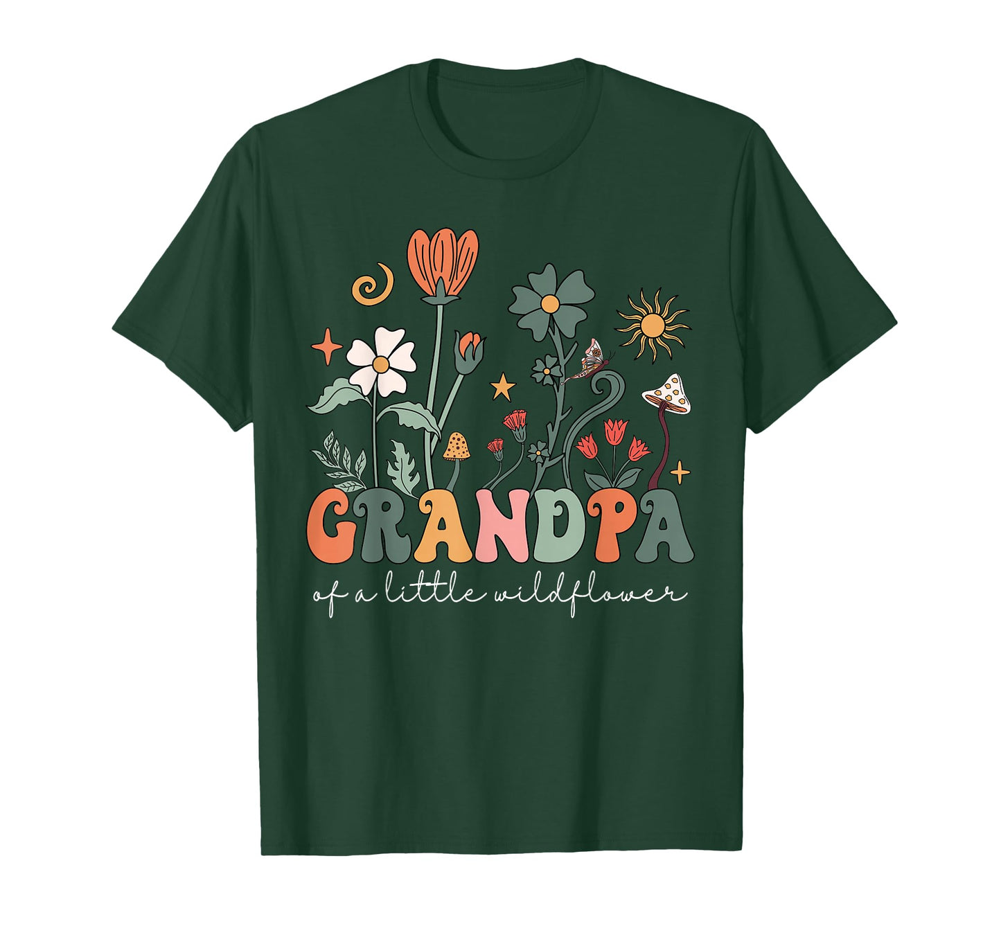 Grandpa Of A Little Wildflower Girls Women Family Matching T-Shirt