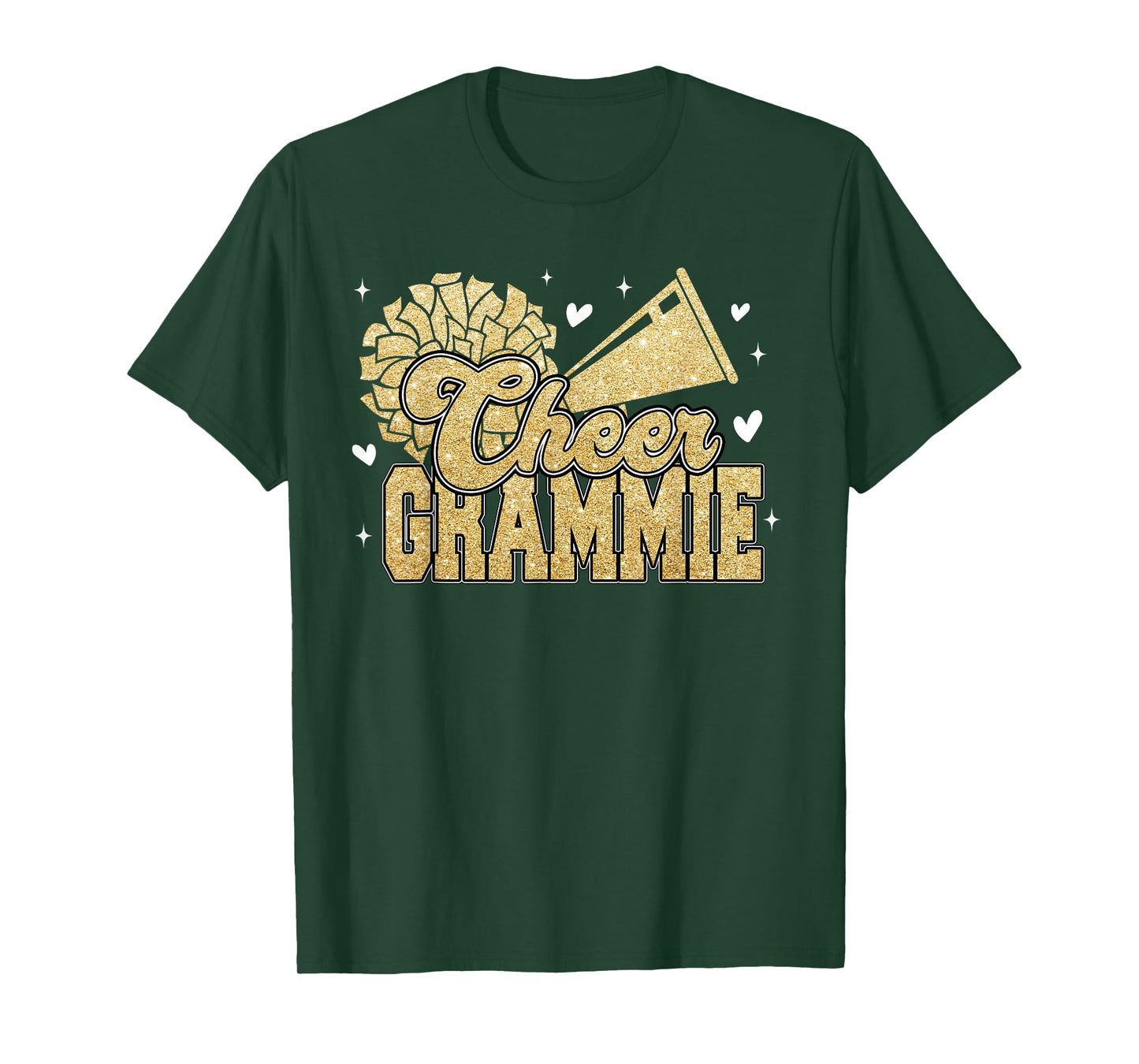 Cheer Grammie Biggest Fan Cheerleader Yellow Gold Pom Pom T-Shirt