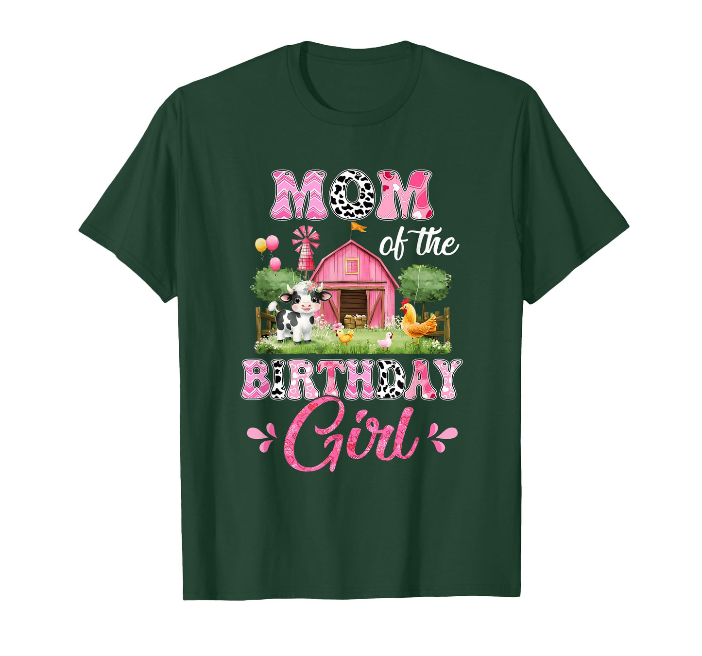 Mom Of The Birthday Girl 1St Birthday Cow Farm Family T-Shirt