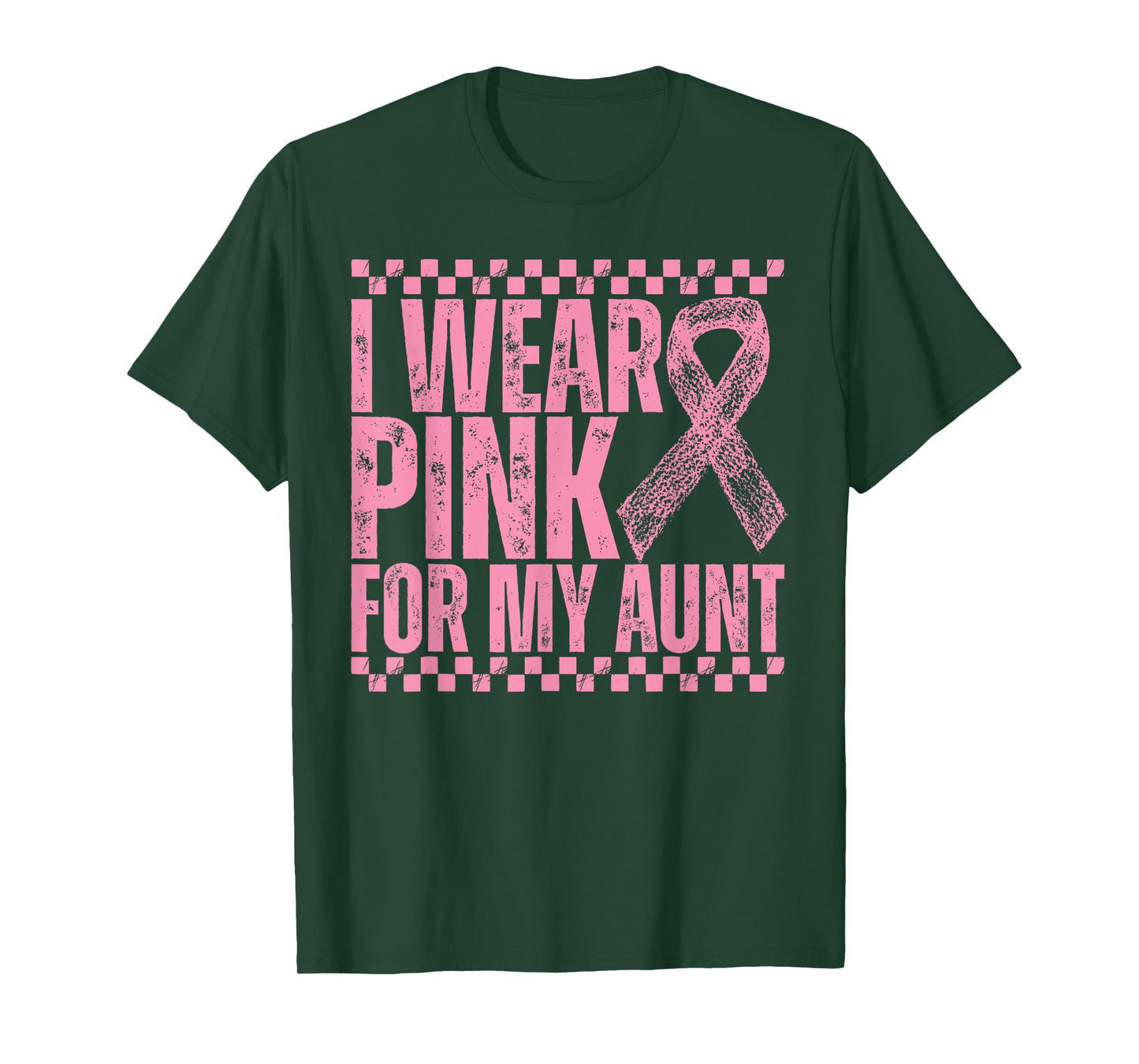 I Wear Pink for My Aunt Auntie Checkered Breast Cancer T-Shirt