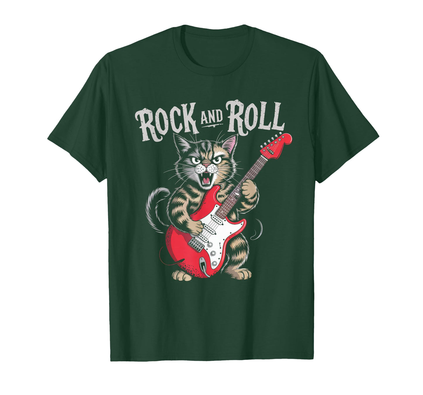 Rock and Roll Cat Playing Guitar Rock Star for Men Women Kid T-Shirt
