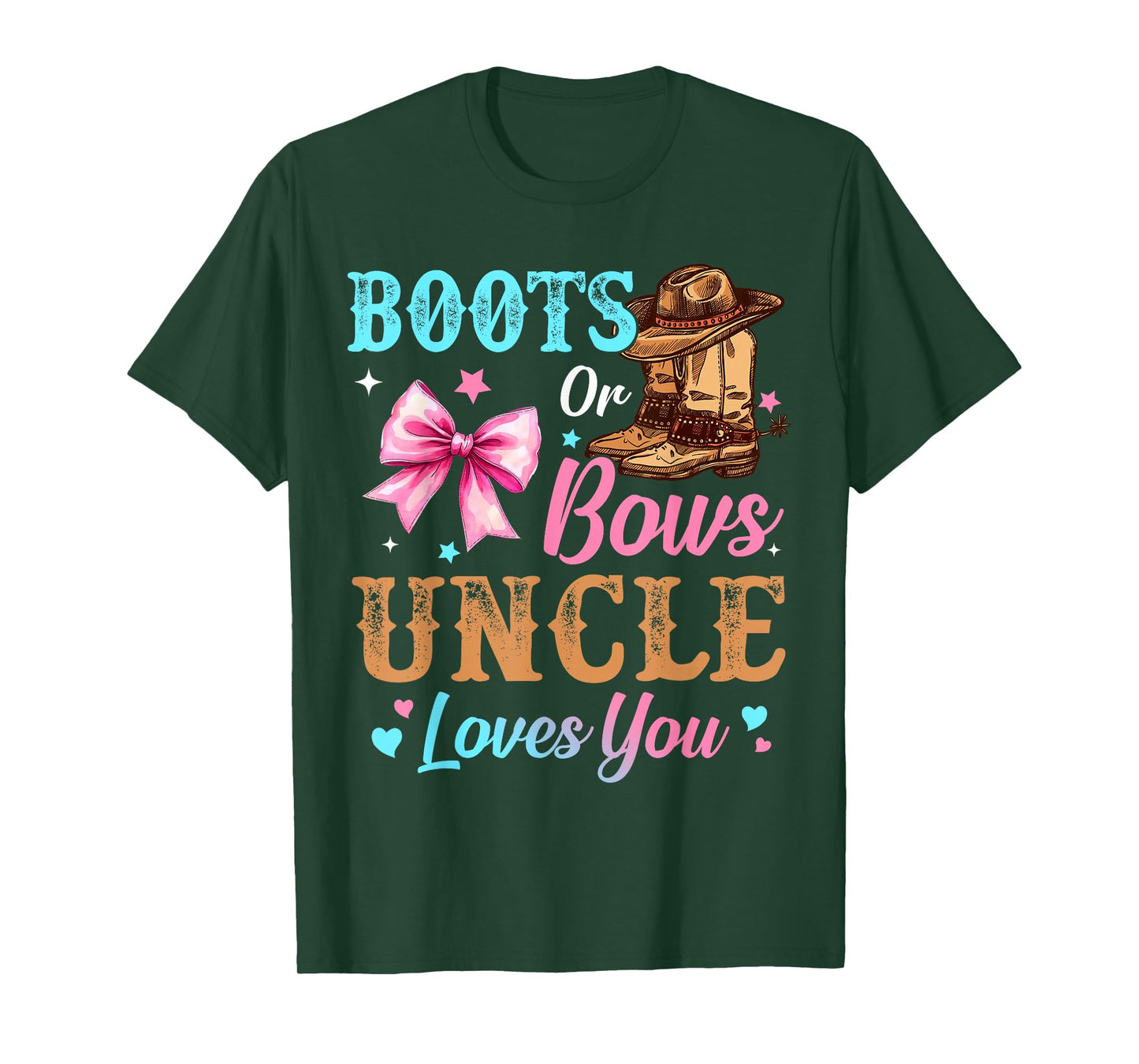 Boots or Bows Uncle Loves You Gender Reveal Family T-Shirt