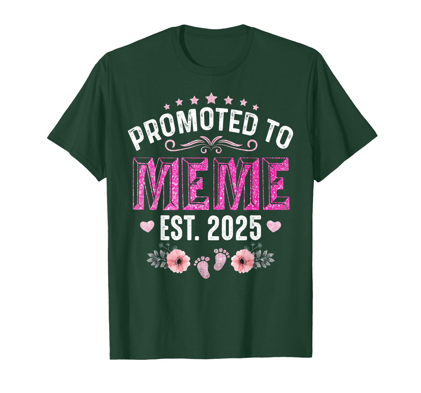Promoted To Meme Est. 2025 Funny Floral Mother's Day T-Shirt