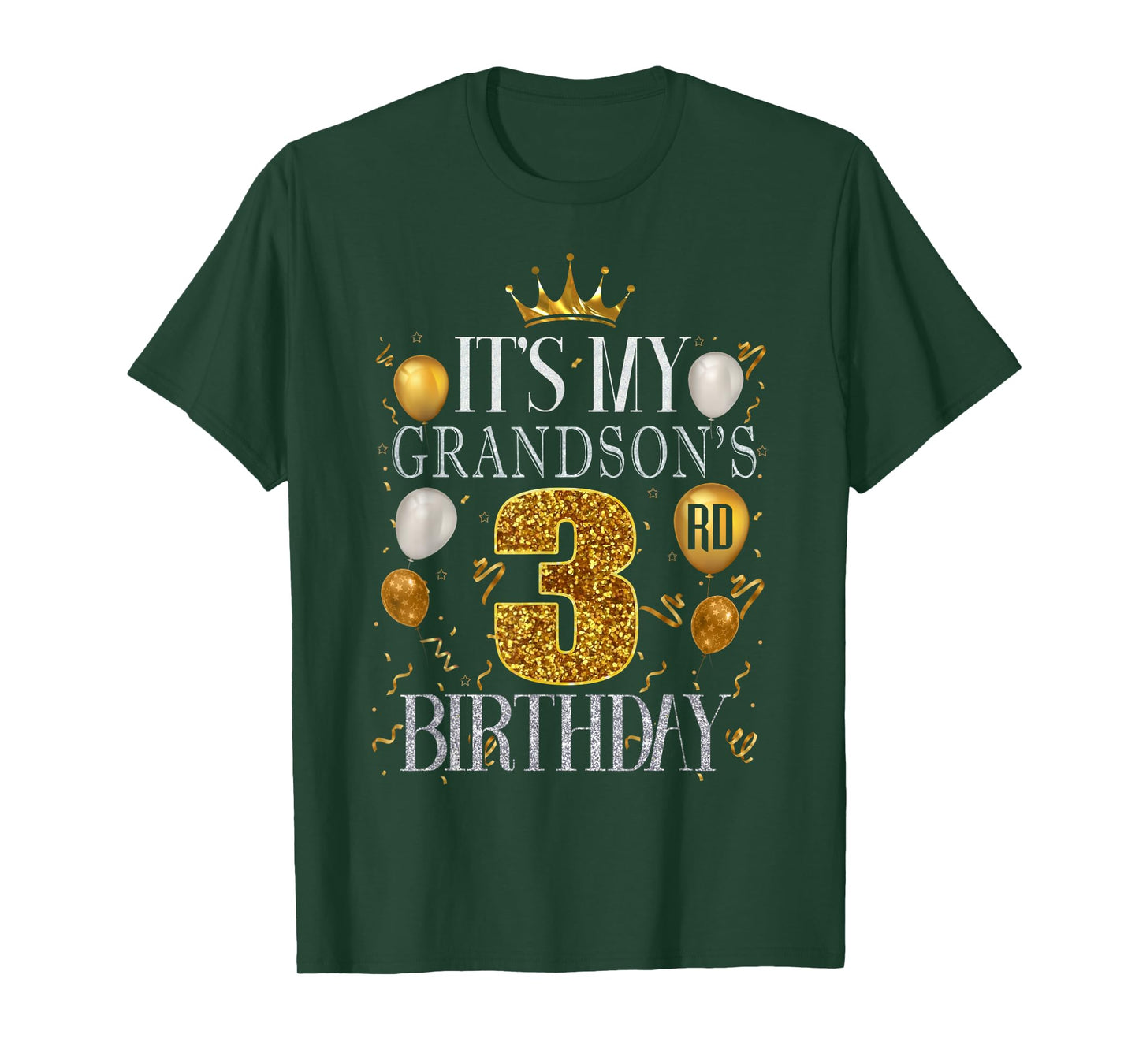 It's My Grandson's 3rd Birthday Happy Birthday 3 Years Old T-Shirt