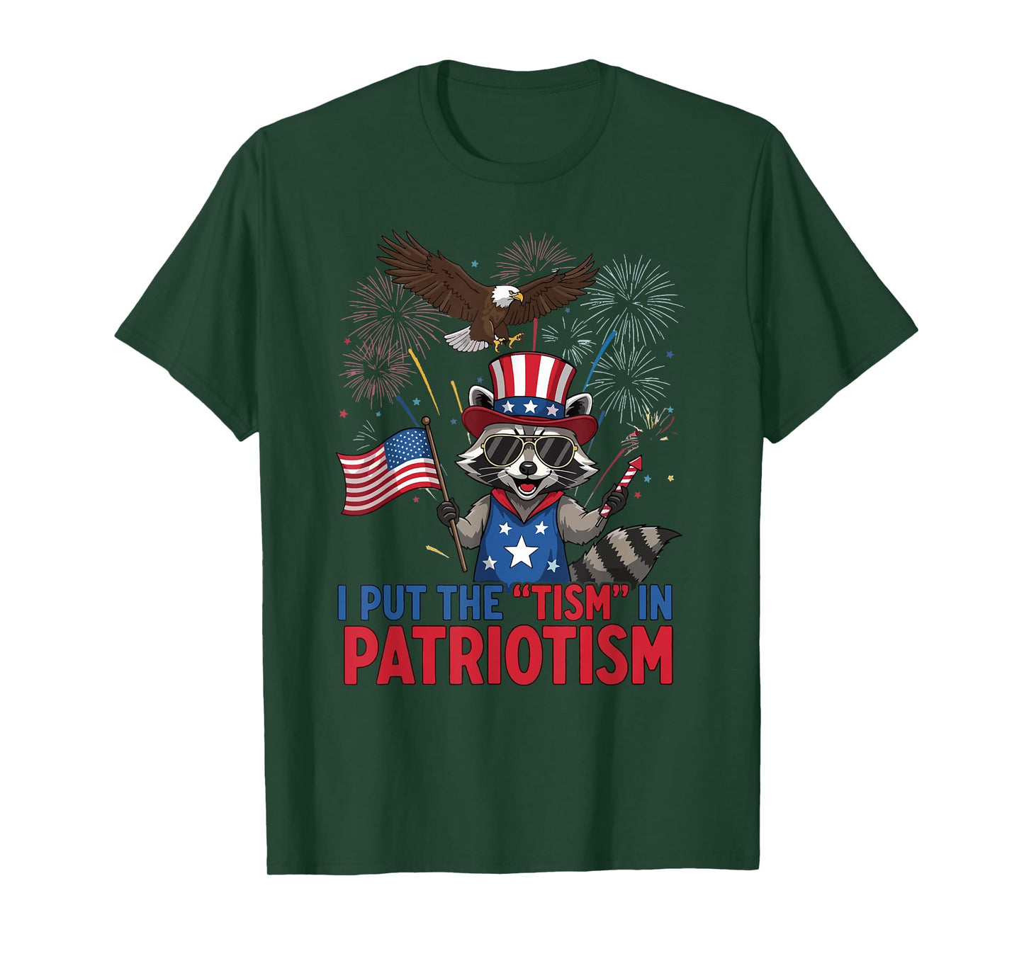 I Put The Tism in Patriotism Athletic Eagle T-Shirt