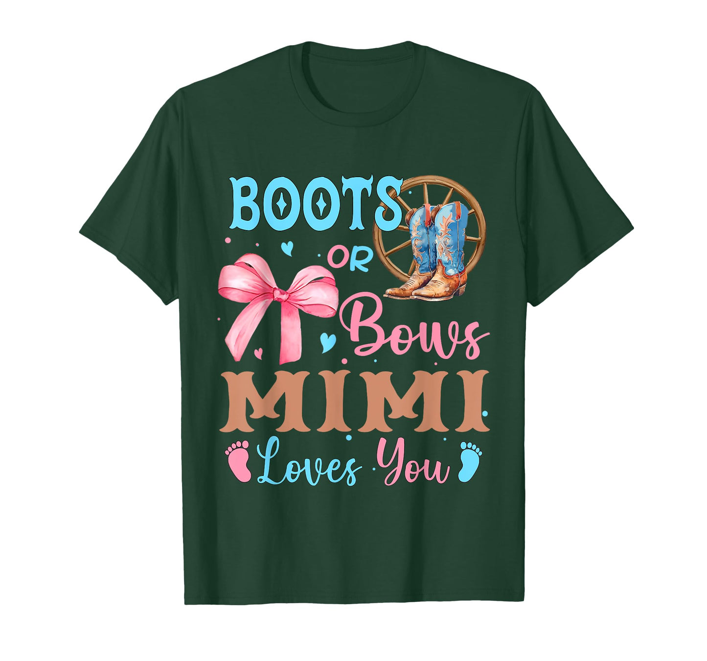 Boots or Bows Gender Reveal Decorations Mimi Loves You T-Shirt