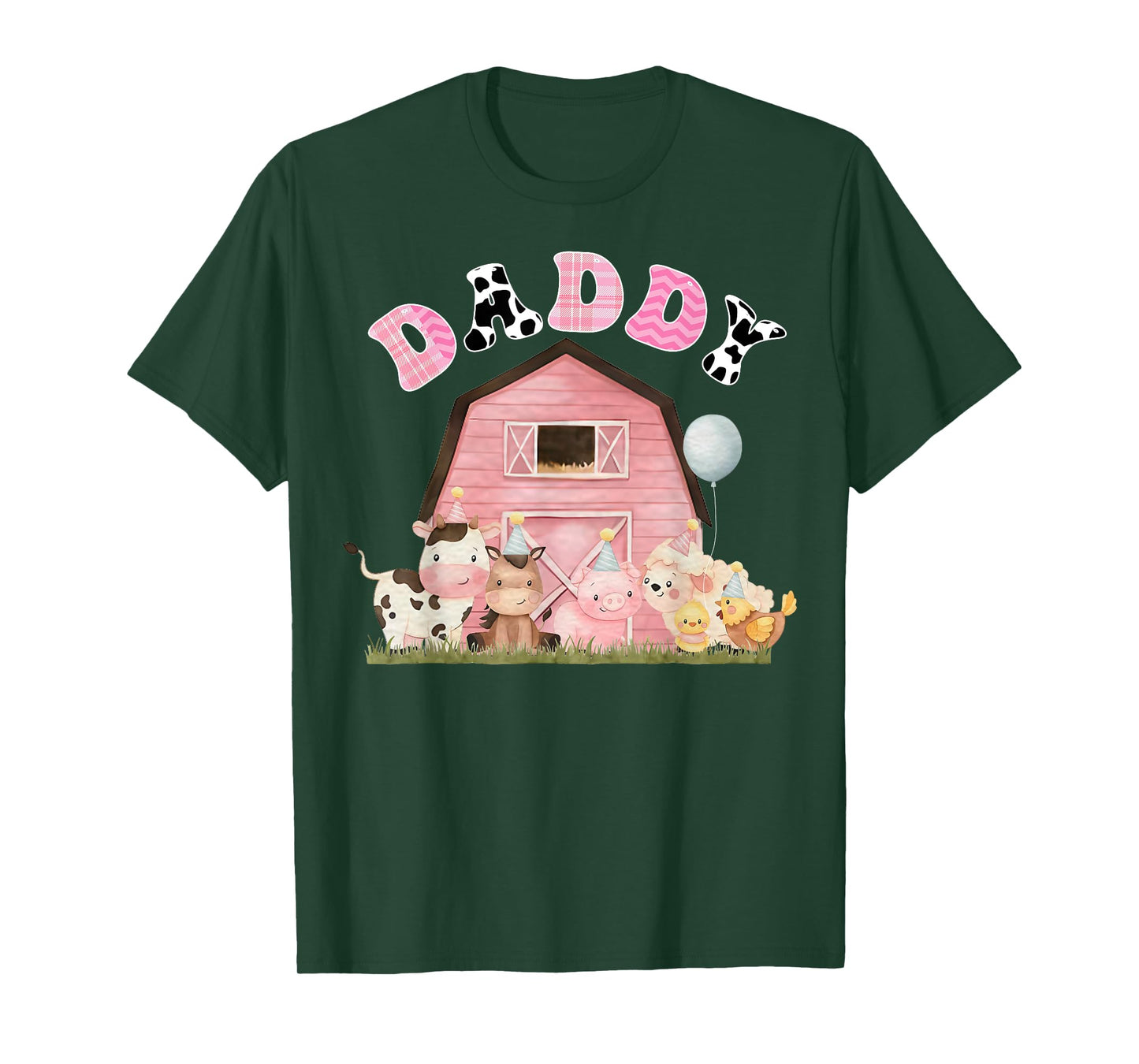 Daddy Pink Farm Animals Birthday Girl Theme Matching Family T-Shirt