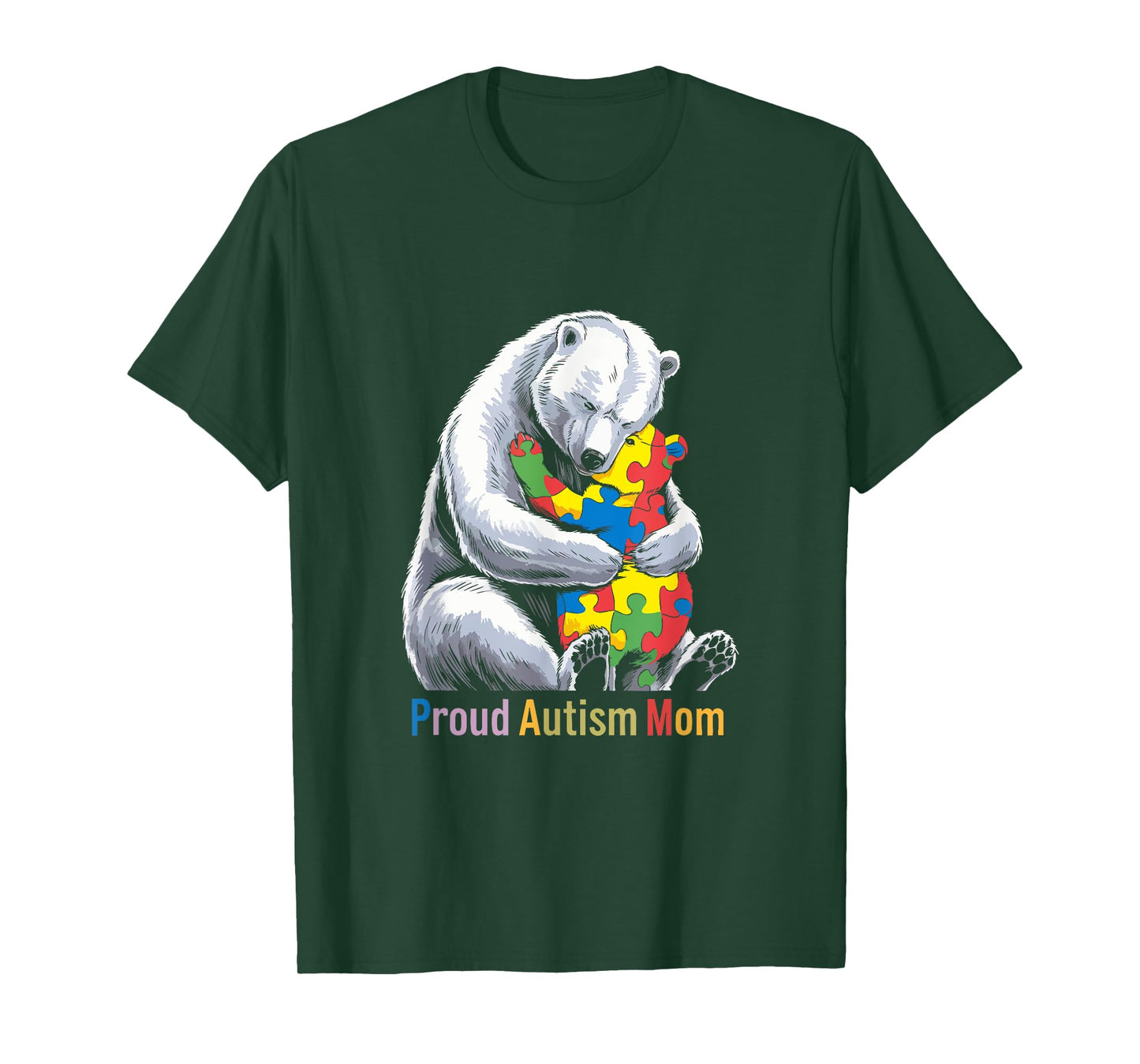 Proud Autism Mom Bear Autism Awareness Month T-Shirt