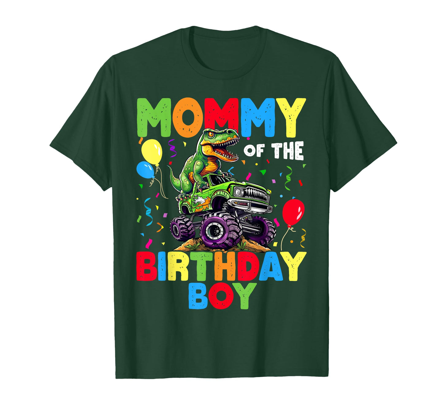 Mommy Of The Birthday Boy Dinosaur T-Rex Monster Truck T-Shirt