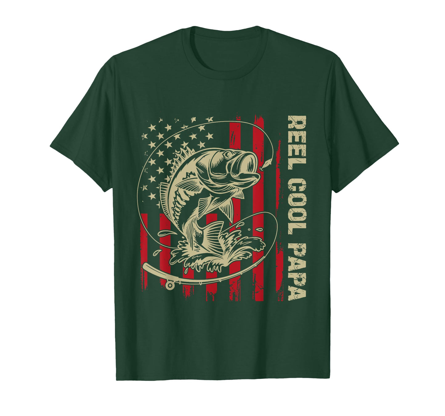 Reel Cool Papa Fishing Vintage American Flag Men's T-Shirt